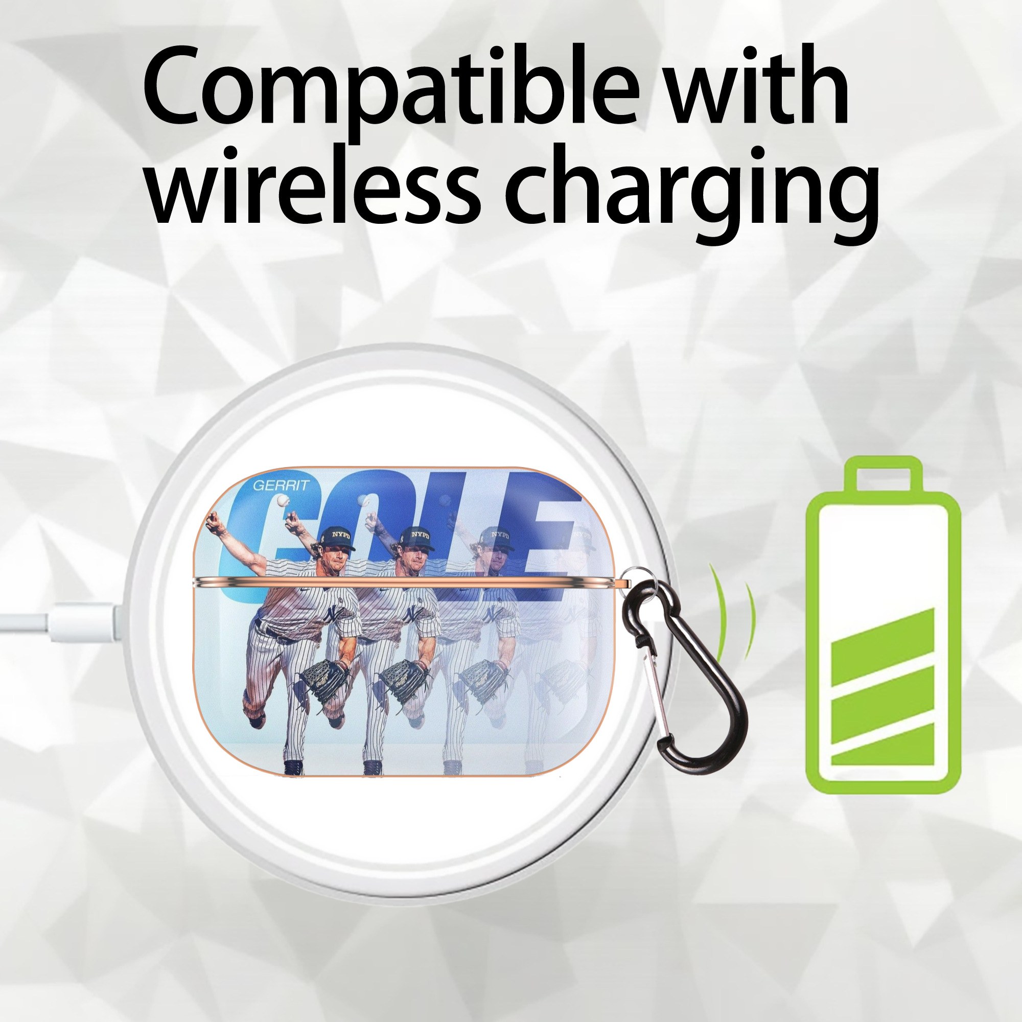 Gerrit Cole 32 AirPods Pro Protective Case Rose Gold, Flexible PC Material, Precise Fit, Anti-Slip Cover, Full Protection, Fingerprint Resistant, Washable With Keychain