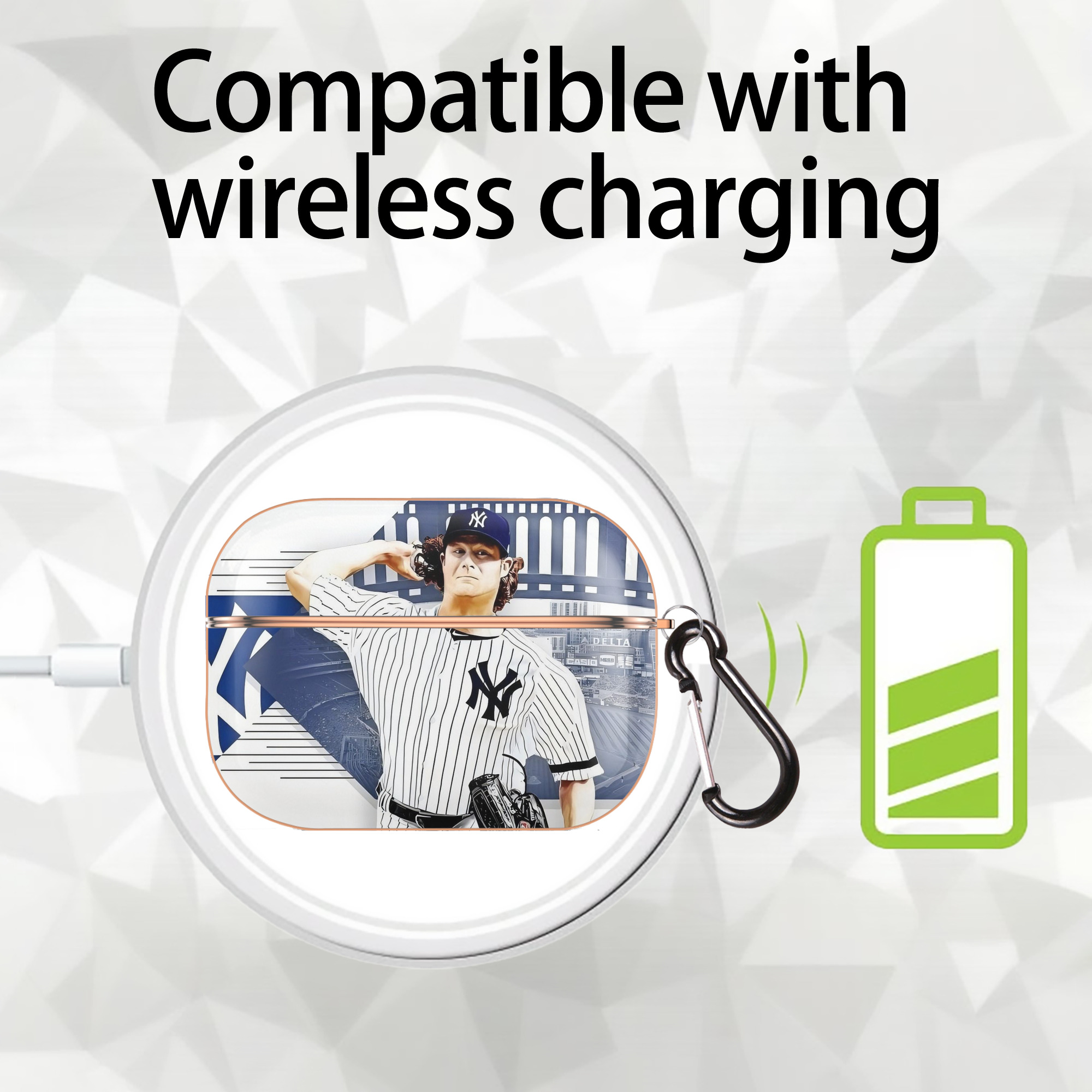 Gerrit Cole 33 AirPods Pro Protective Case Rose Gold, Flexible PC Material, Precise Fit, Anti-Slip Cover, Full Protection, Fingerprint Resistant, Washable With Keychain