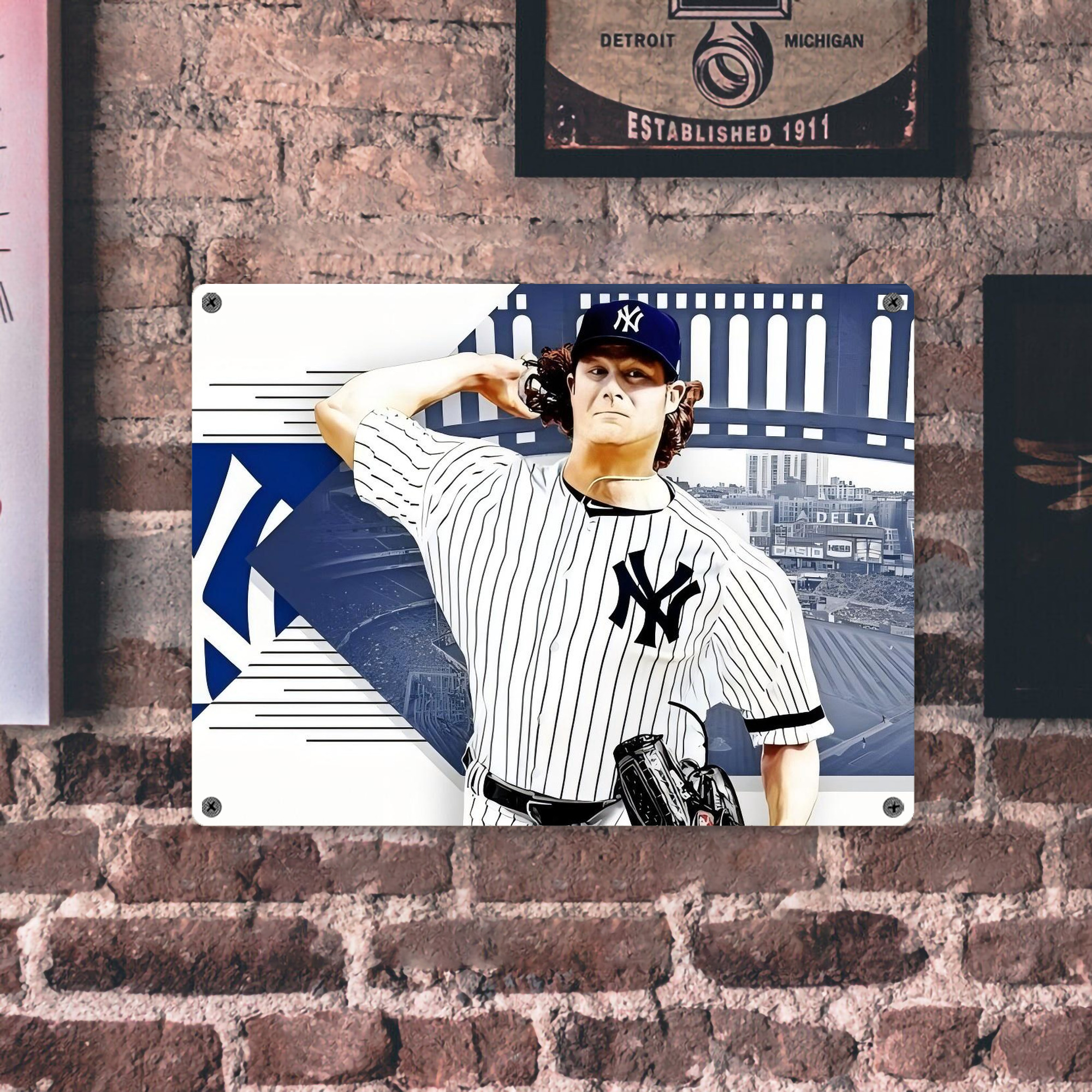 Gerrit Cole 33 Vintage Metal Tin Sign 16x12 – Full-Print Iron Wall Decor – Durable, Fade-Resistant – Easy To Hang – Ideal For Home, Bar, Kitchen & Office Decor