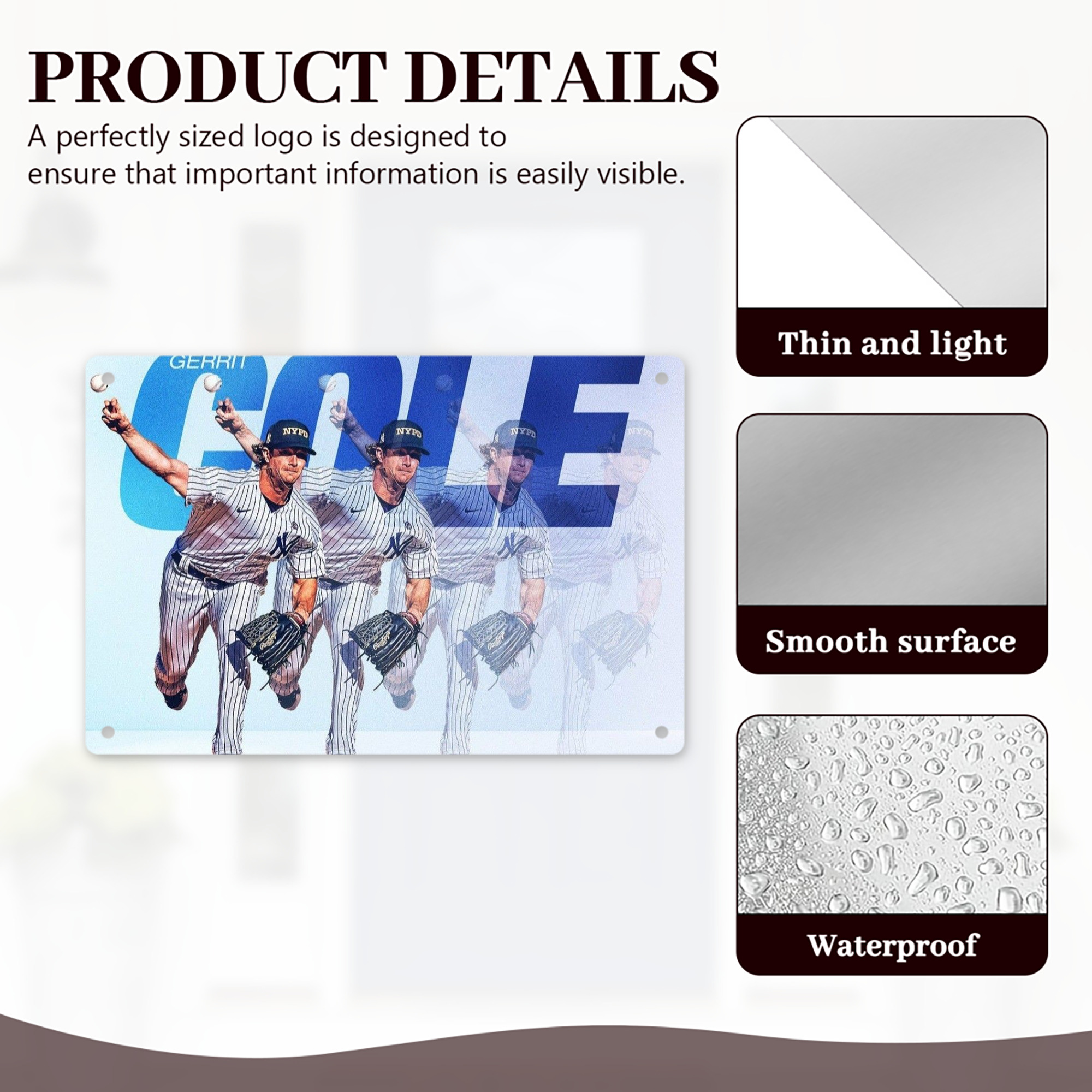 Gerrit Cole 32 Decorative Aluminum Plaque – Horizontal Design – Durable, Stylish, Easy To Install – Ideal For Home, Office, Bar, And More