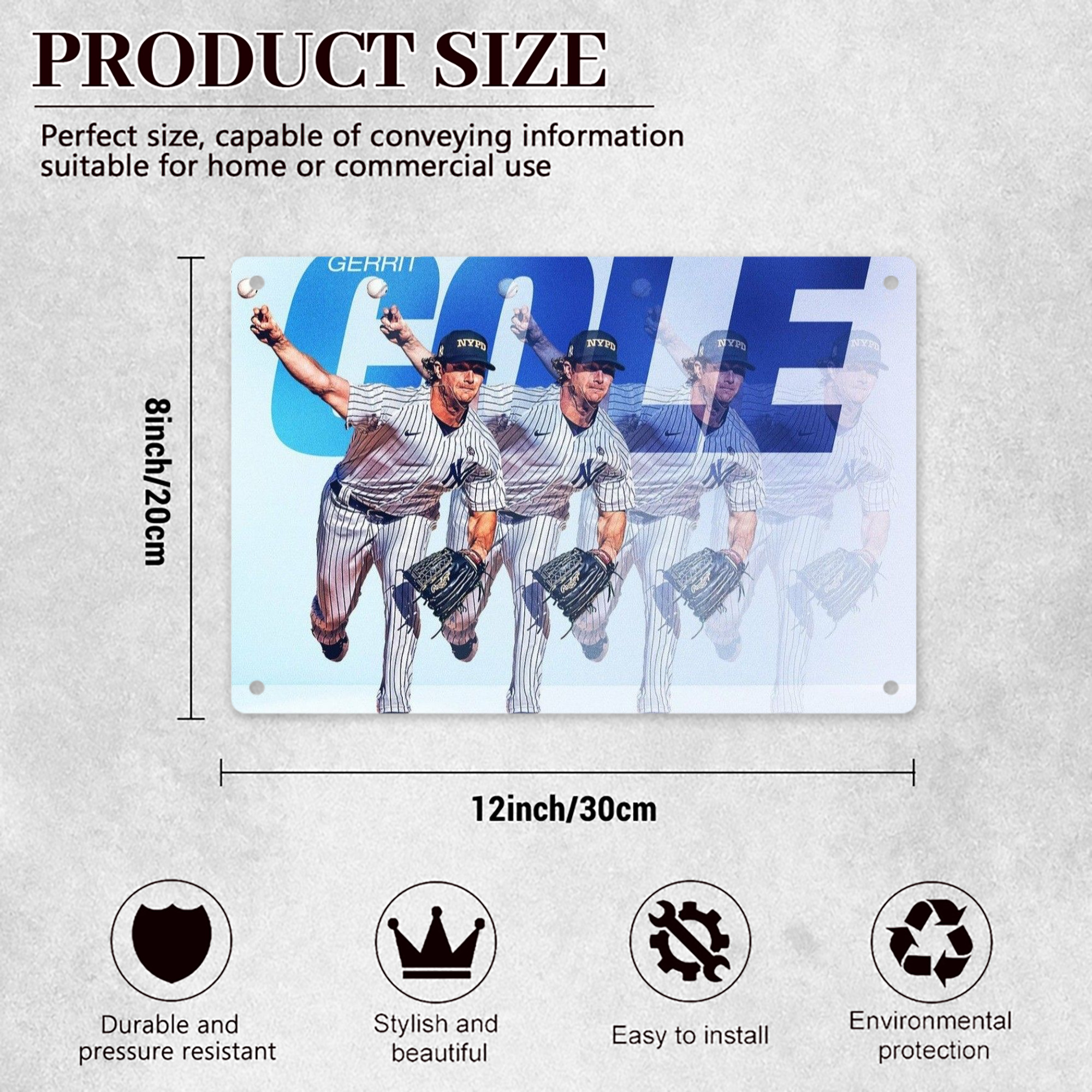 Gerrit Cole 32 Decorative Aluminum Plaque – Horizontal Design – Durable, Stylish, Easy To Install – Ideal For Home, Office, Bar, And More