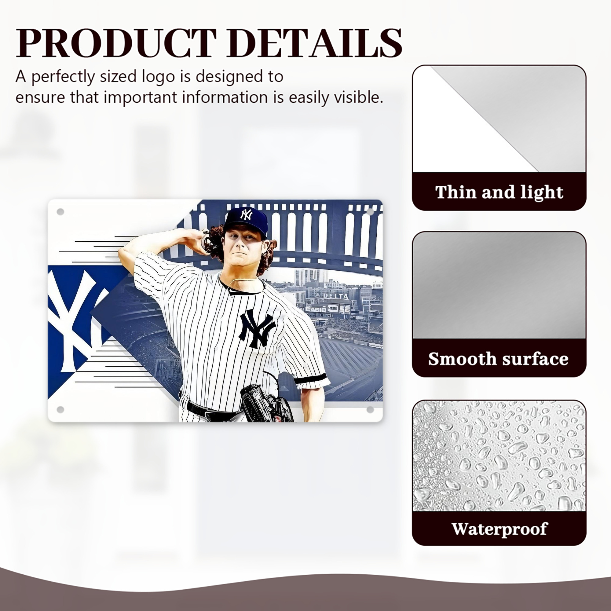 Gerrit Cole 33 Decorative Aluminum Plaque – Horizontal Design – Durable, Stylish, Easy To Install – Ideal For Home, Office, Bar, And More