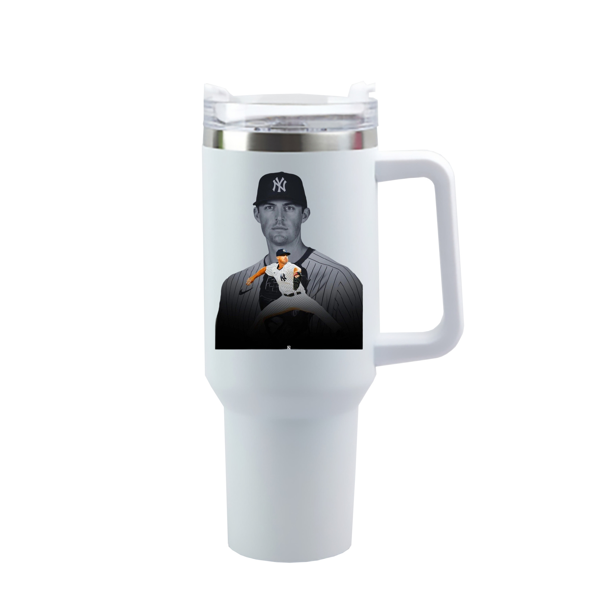 DJ Lemahieu 1 40oz Handle Car Cup With Crystal Sticker Design – Durable Stainless Steel Travel Mug With Reusable Straw – Double Wall Insulated