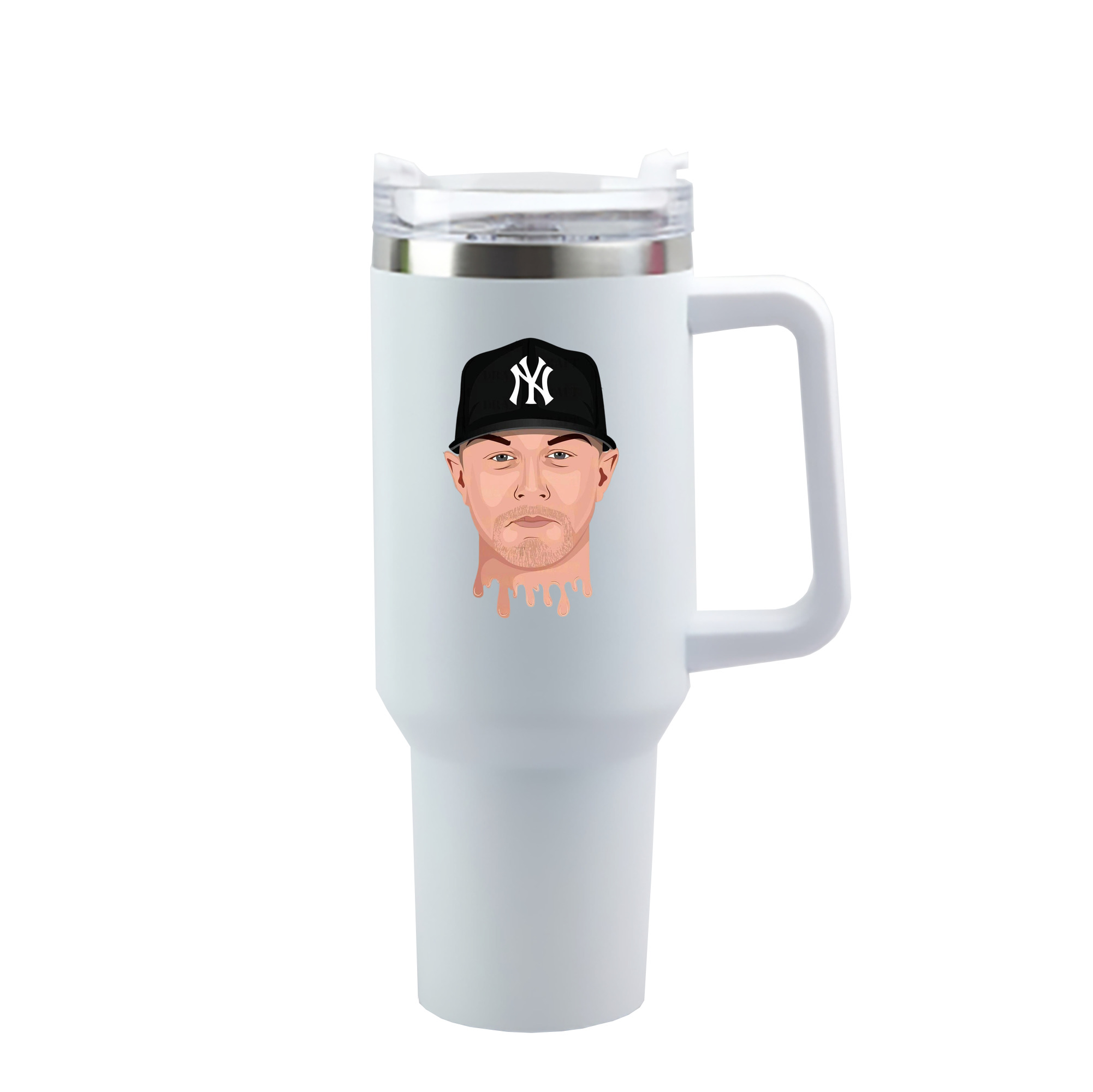 DJ Lemahieu 3 40oz Handle Car Cup With Crystal Sticker Design – Durable Stainless Steel Travel Mug With Reusable Straw – Double Wall Insulated