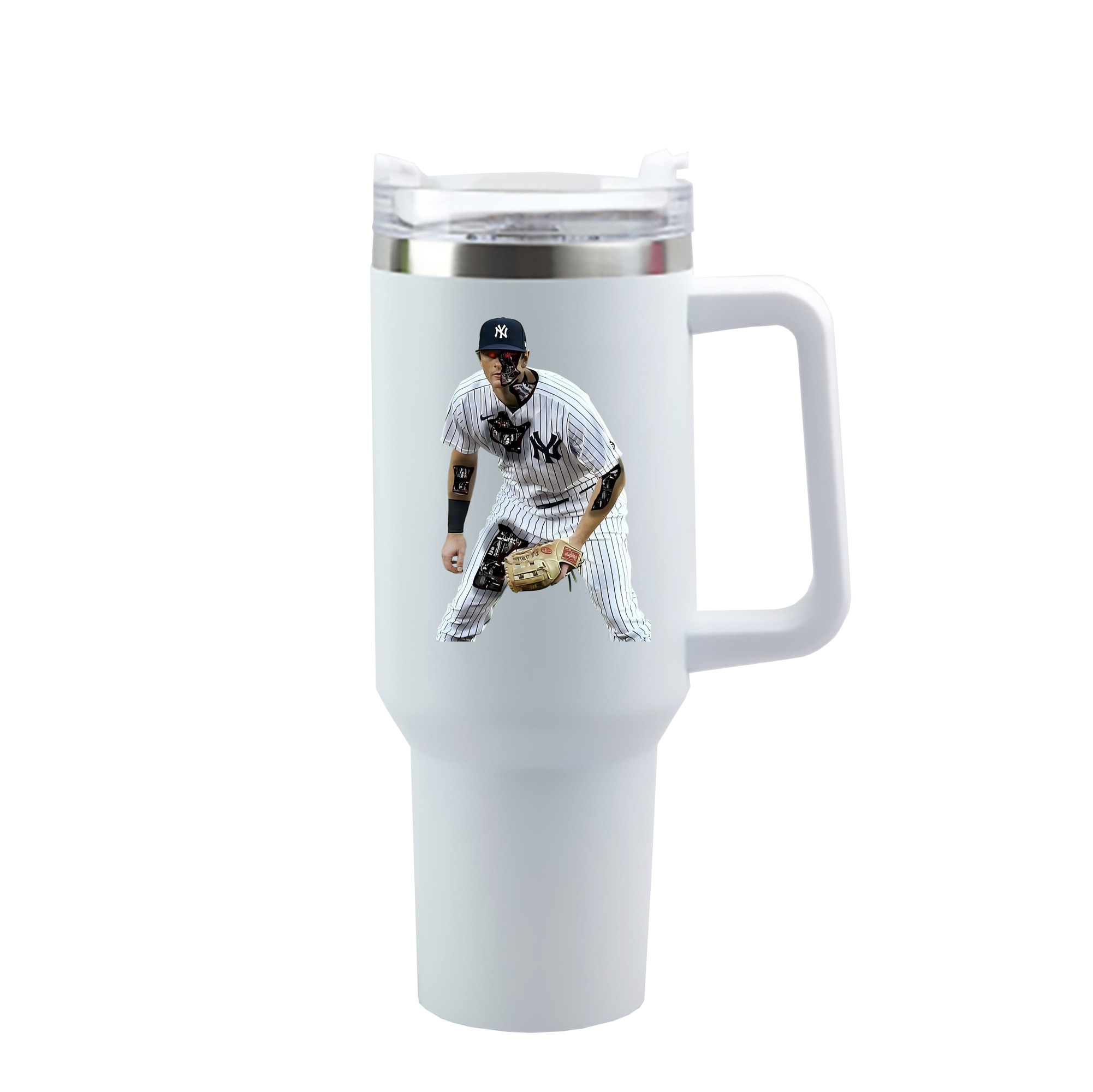 DJ Lemahieu 5 40oz Handle Car Cup With Crystal Sticker Design – Durable Stainless Steel Travel Mug With Reusable Straw – Double Wall Insulated