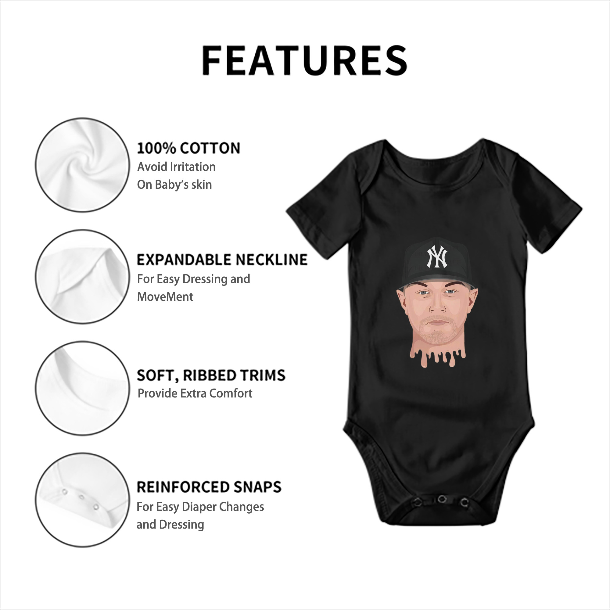 DJ Lemahieu 3 Baby Short Sleeve Romper – 100% Cotton Soft & Breathable Digital Print Onesie With Easy Snap Closure And Envelope Shoulder – Comfortable For Daily Wear & Travel
