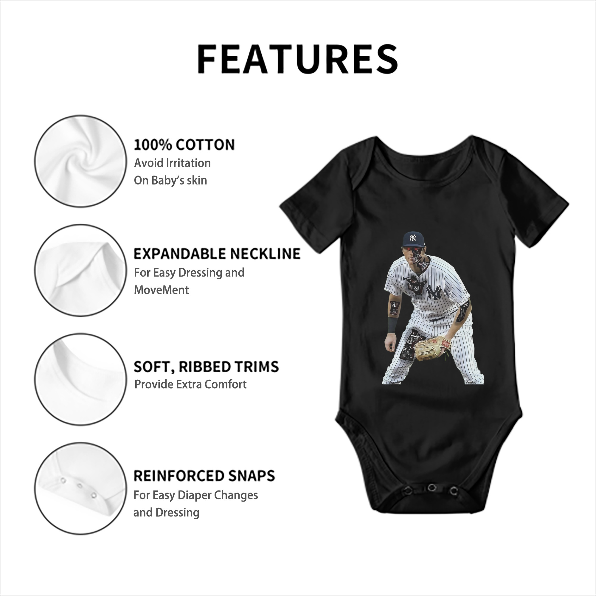 DJ Lemahieu 5 Baby Short Sleeve Romper – 100% Cotton Soft & Breathable Digital Print Onesie With Easy Snap Closure And Envelope Shoulder – Comfortable For Daily Wear & Travel