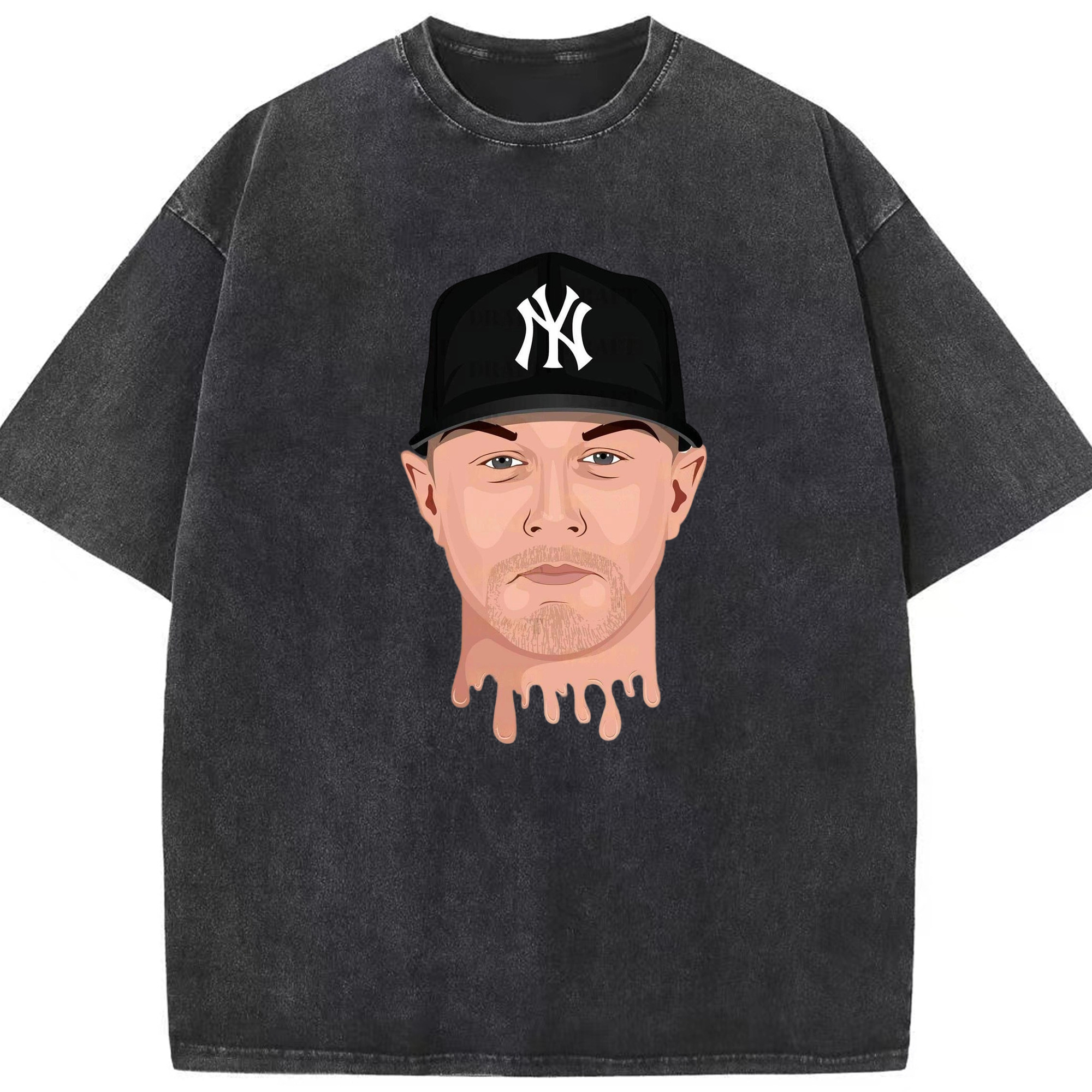 DJ Lemahieu 3 Washed Vintage Look 230g Cotton Oversized T-Shirt With Front Heat Transfer Print – Soft, Lightweight, Stylish Fit – Comfortable Casual Wear For Sports & Everyday Use