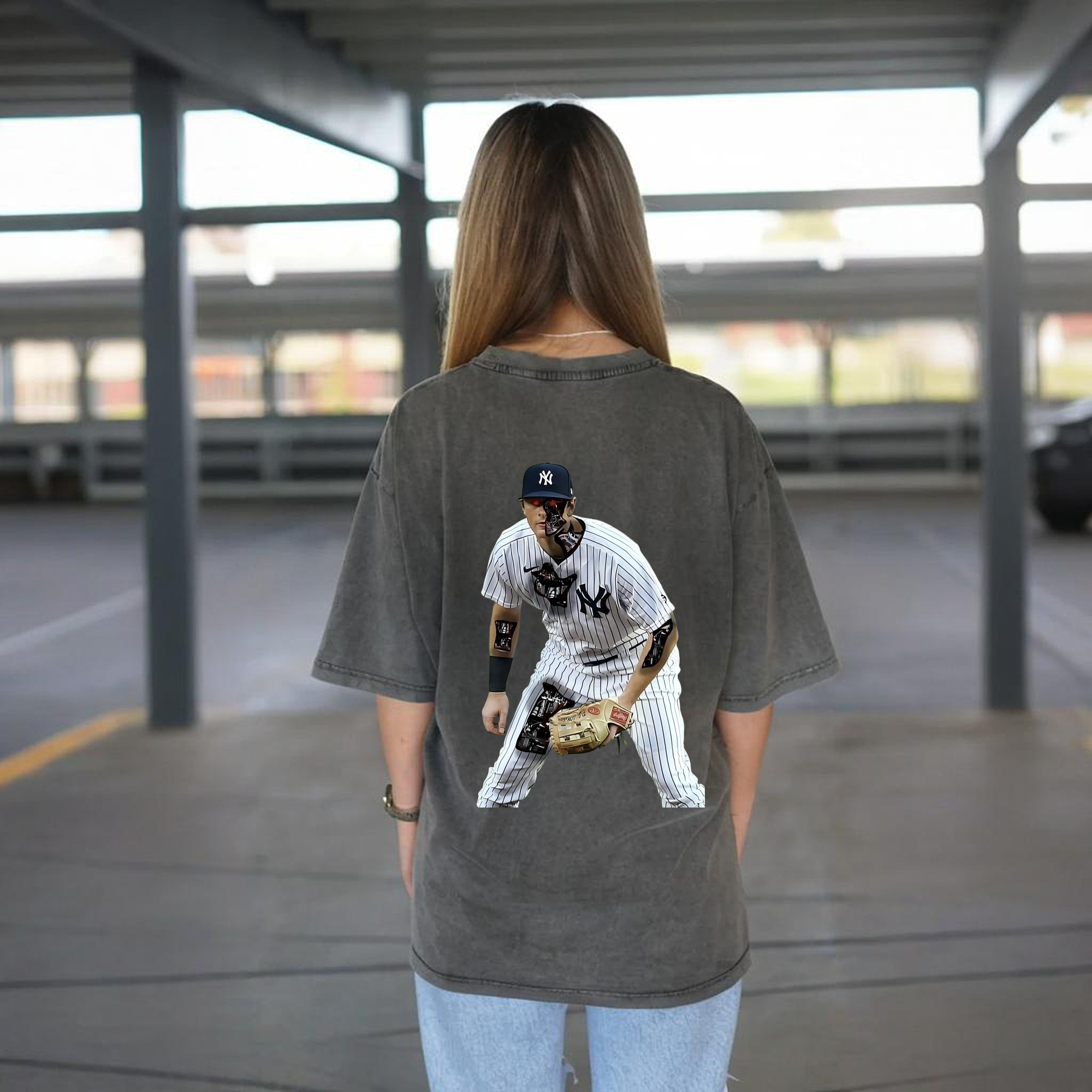 DJ Lemahieu 5 Washed Vintage 230g Cotton Oversized T-Shirt With Back Heat Transfer Print – Soft, Lightweight & Stylish – Comfortable Casual Wear For Sports & Everyday Use