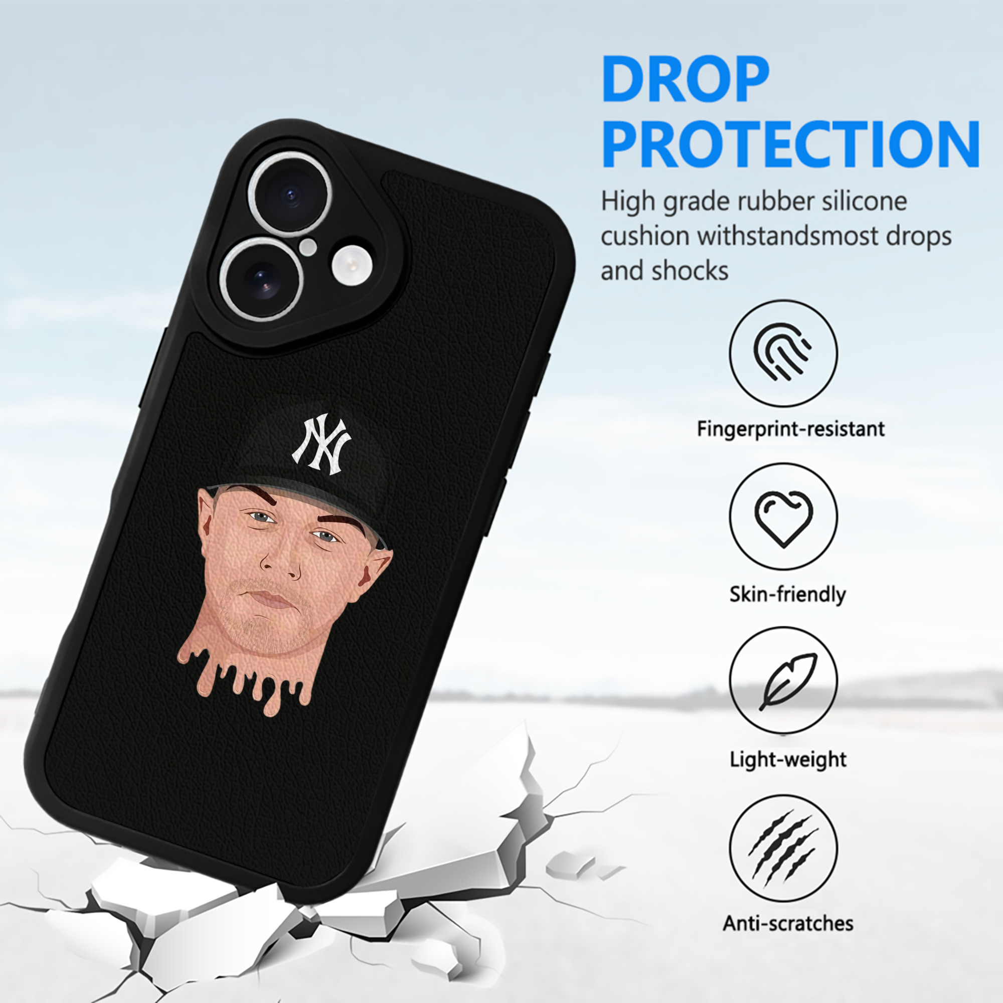 DJ Lemahieu 3 IPhone 16 Silicone Leather Case – UV Print, Lambskin Texture – Perfect Fit, Wireless Charging Compatible, Scratch Resistant, Precise Cutouts – Stylish Protection For IPhone 16