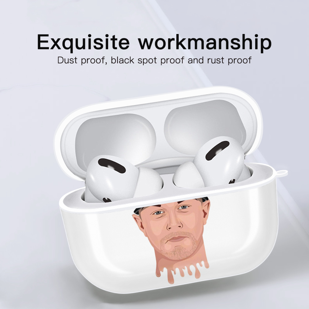 DJ Lemahieu 3 AirPods Pro Hard Case White With Keychain, Durable Flexible PC, Precise Cutouts, Anti-Fingerprint, Yellowing & Scratch Resistant, Full Protection, Washable