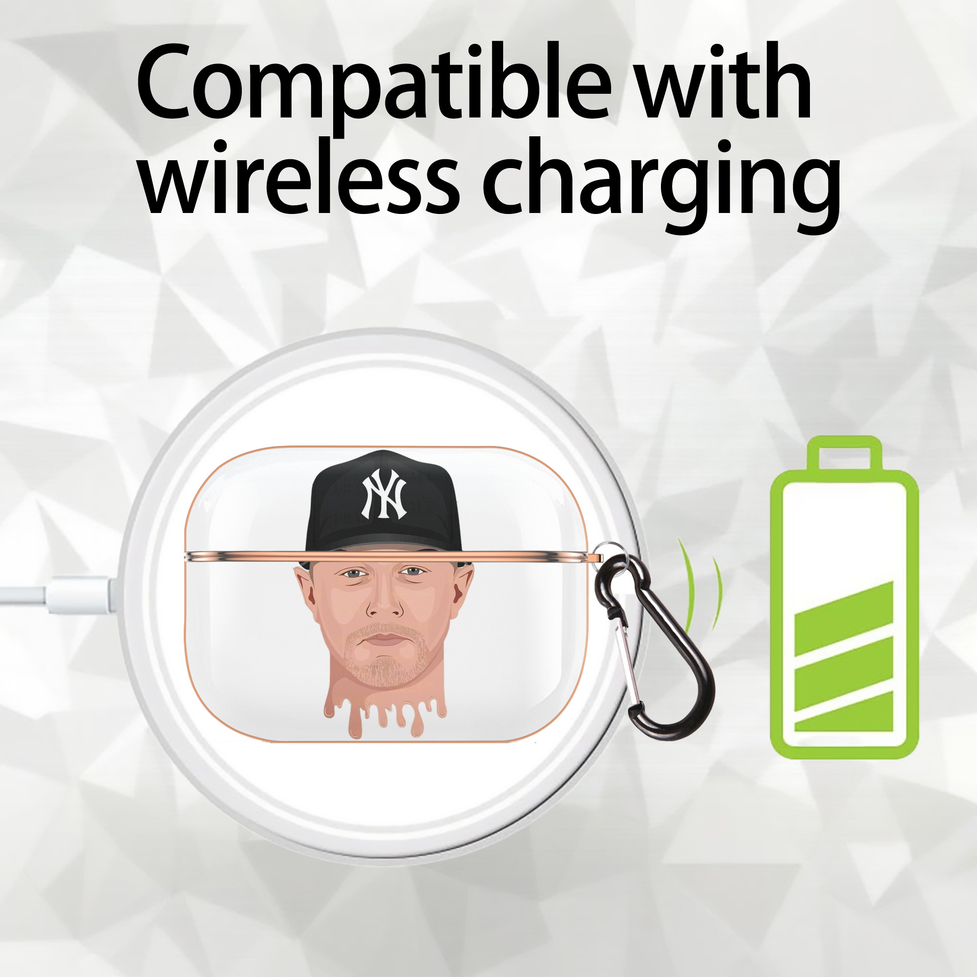 DJ Lemahieu 3 AirPods Pro Protective Case Rose Gold, Flexible PC Material, Precise Fit, Anti-Slip Cover, Full Protection, Fingerprint Resistant, Washable With Keychain