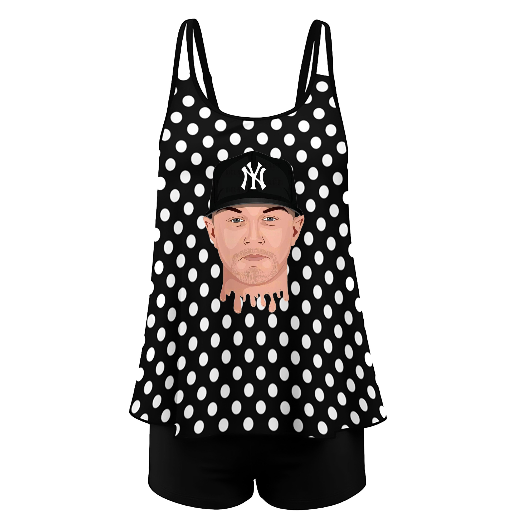 DJ Lemahieu 3 Women’s Heat Transfer Printed Two-Piece Swimsuit Set – Sexy Double Strap Bandeau Top & Boyshort Bottoms, Soft Nylon-Spandex, Perfect for Beach, Pool & Vacation