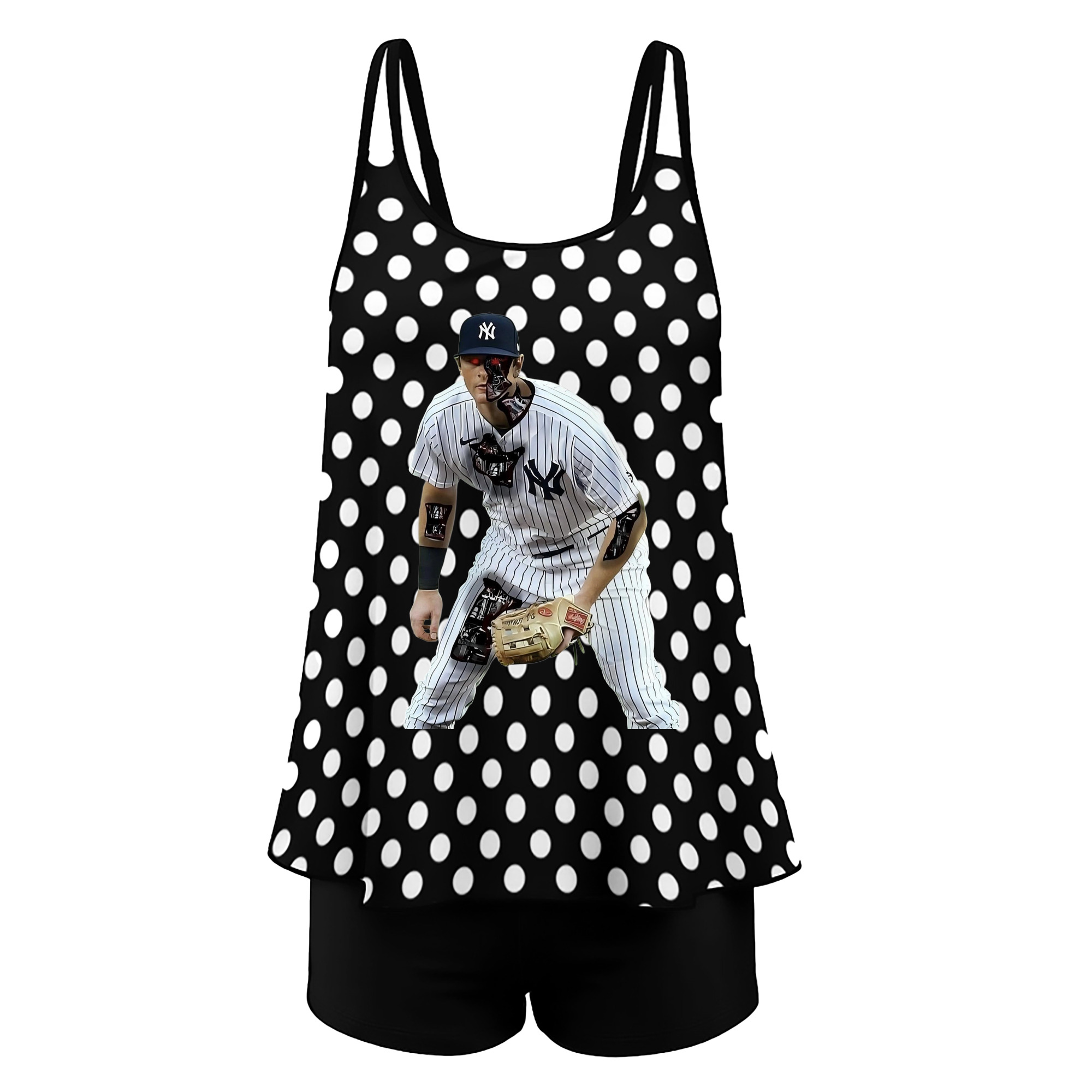 DJ Lemahieu 5 Women’s Heat Transfer Printed Two-Piece Swimsuit Set – Sexy Double Strap Bandeau Top & Boyshort Bottoms, Soft Nylon-Spandex, Perfect for Beach, Pool & Vacation