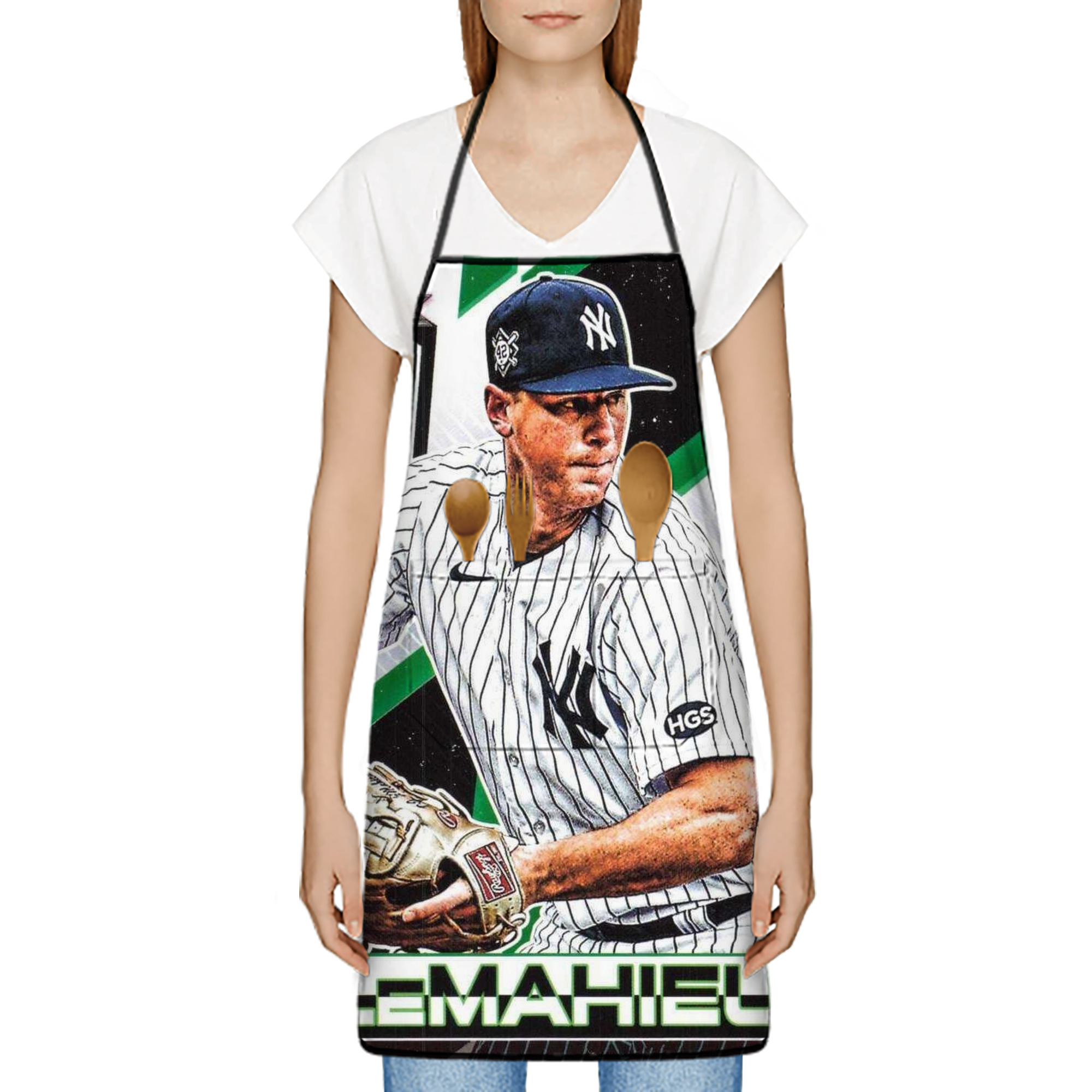 DJ Lemahieu 8 Stain-Resistant Polyester Apron With Pocket – Full Print, Waterproof, Anti-Wrinkle, Anti-Pilling – Ideal For Kitchen, BBQ, Restaurant, Salon & More