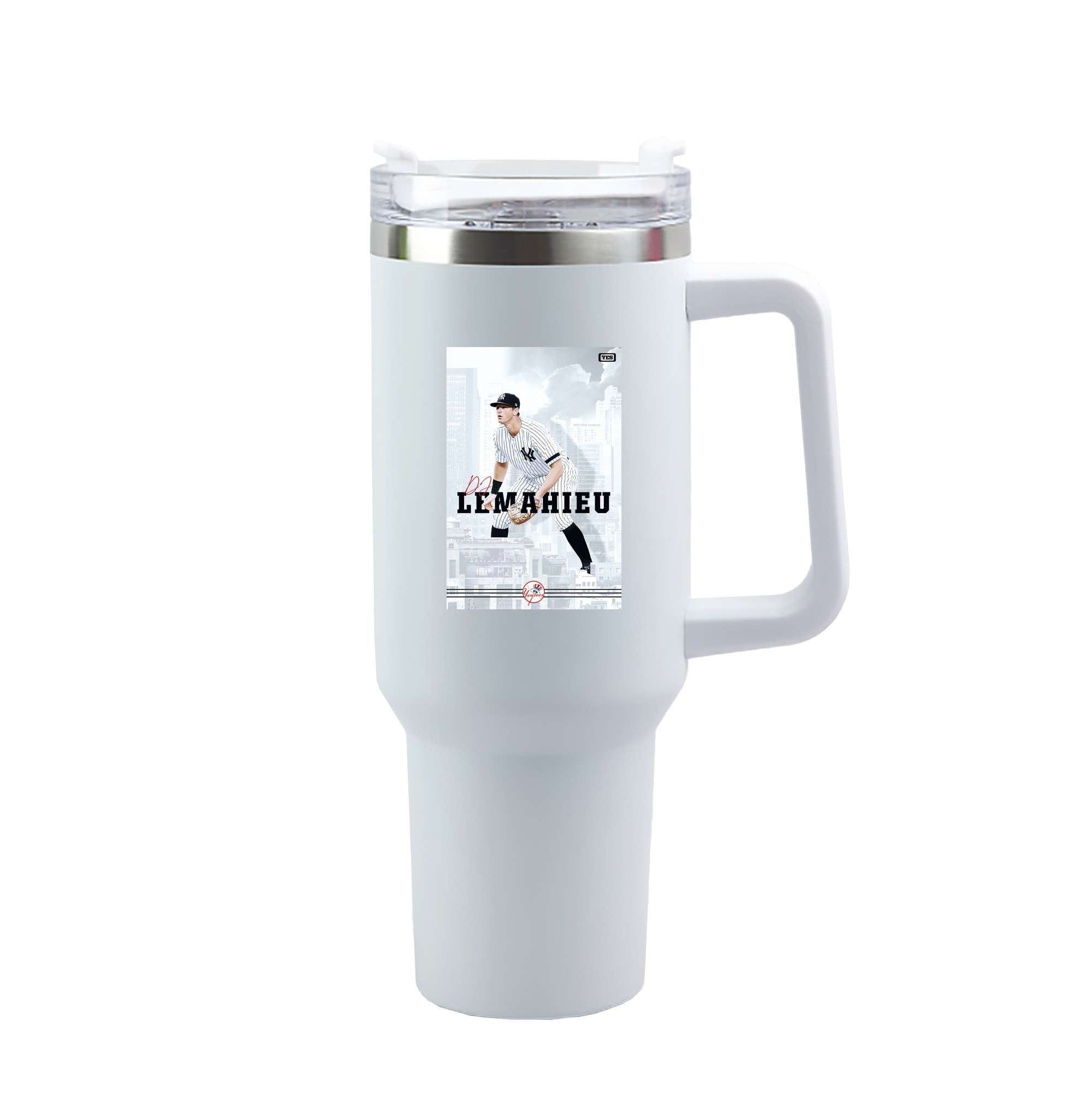 DJ Lemahieu 23 40oz Handle Car Tumbler – Durable Stainless Steel Travel Mug With UV Print – Double Wall Insulated, Fits Most Car Cup Holders