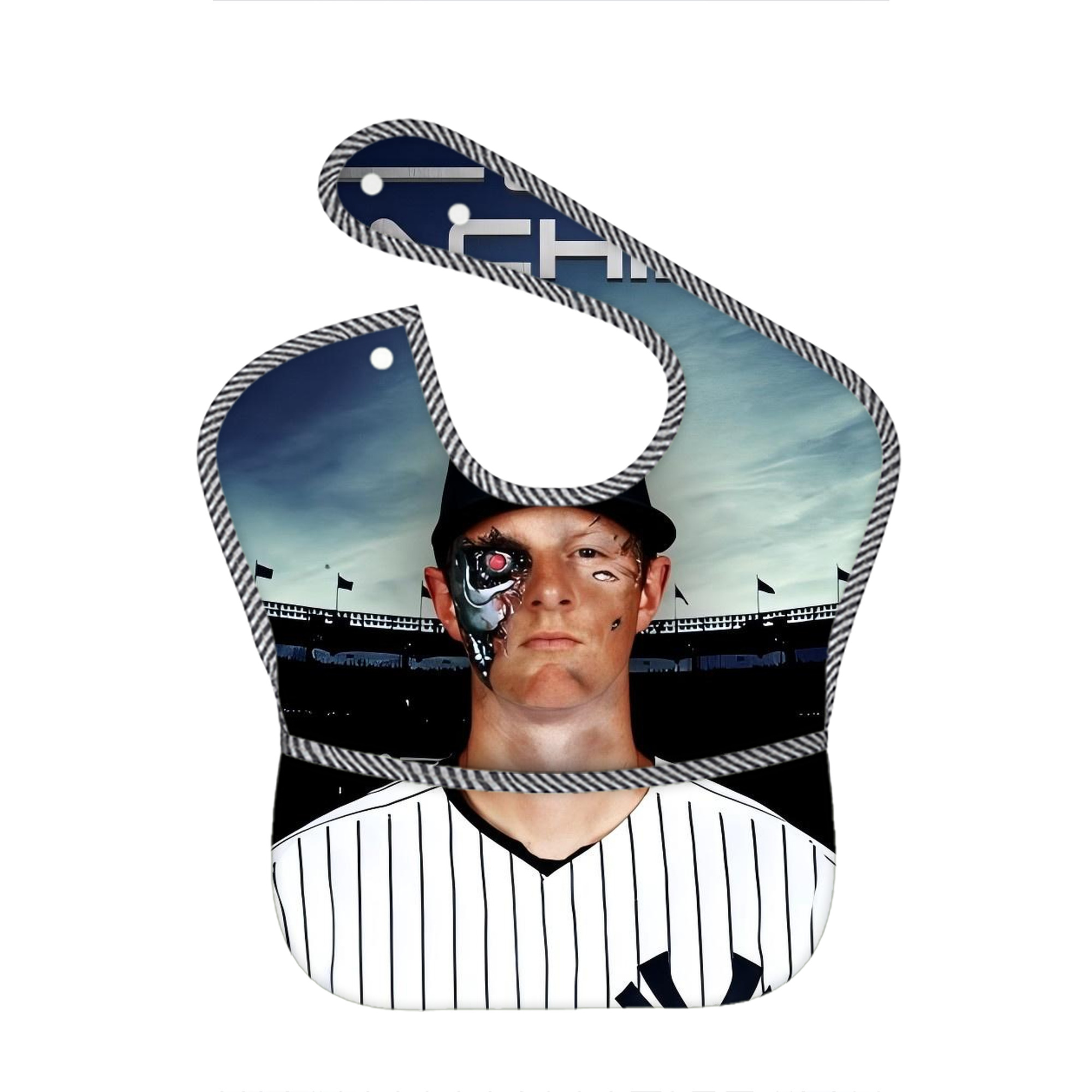 DJ Lemahieu 17 Adjustable Waterproof Toddler Bib – Full-Print Durable Polyester – Foldable Crumb Pocket – Easy Snap Closure – Soft