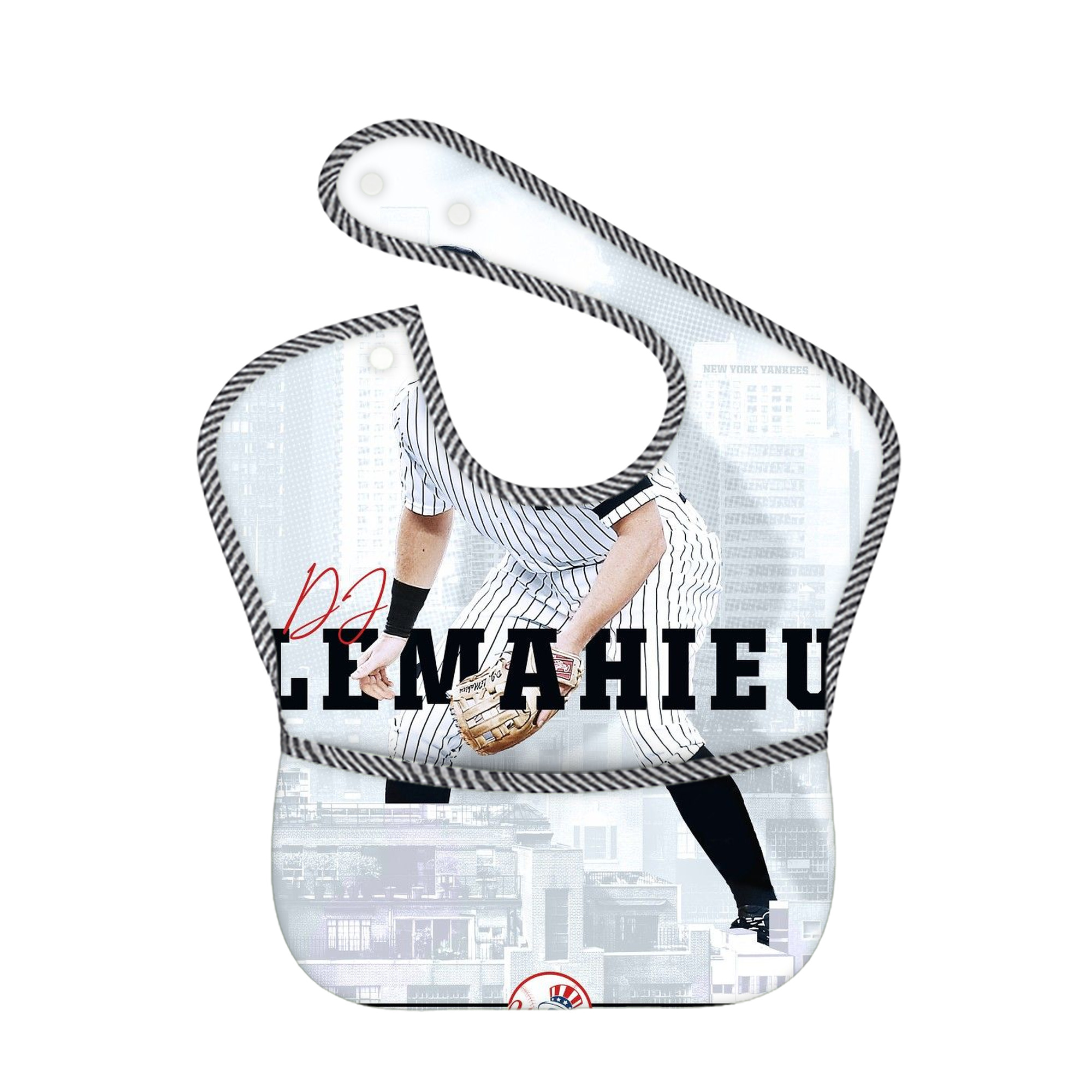 DJ Lemahieu 23 Adjustable Waterproof Toddler Bib – Full-Print Durable Polyester – Foldable Crumb Pocket – Easy Snap Closure – Soft