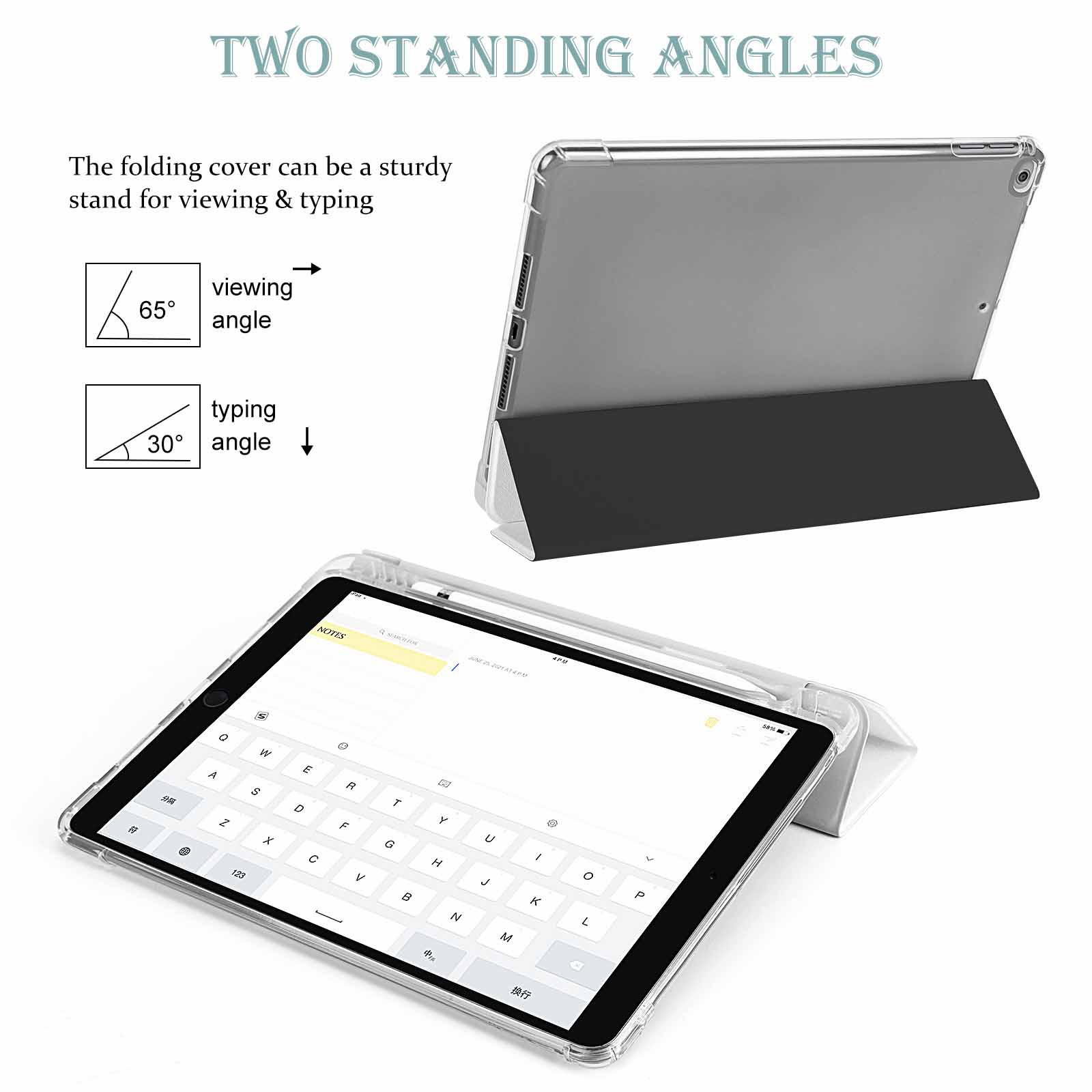 DJ Lemahieu 17 Premium Tri-Fold PU Leather & Silicone IPad Case With Pencil Slot – Fits 9.5,10.5,10.9 – Adjustable Stand, Slim, Protective