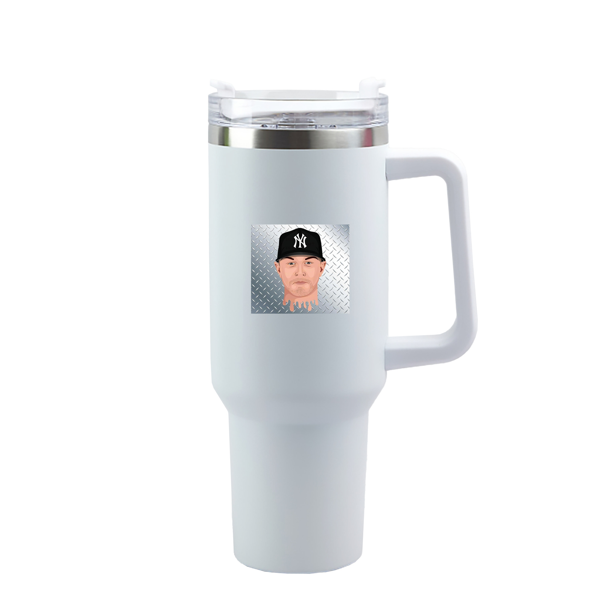 DJ Lemahieu 16 40oz Handle Car Tumbler – Durable Stainless Steel Travel Mug With UV Print – Double Wall Insulated, Fits Most Car Cup Holders