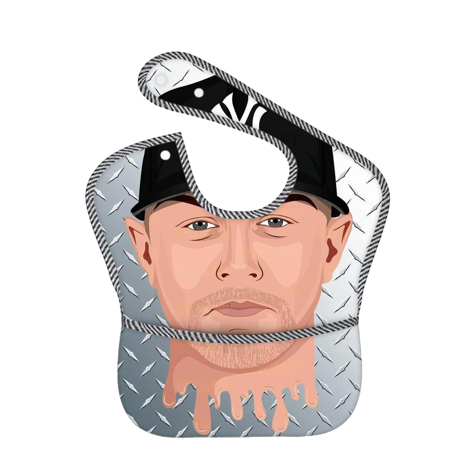 DJ Lemahieu 16 Adjustable Waterproof Toddler Bib – Full-Print Durable Polyester – Foldable Crumb Pocket – Easy Snap Closure – Soft