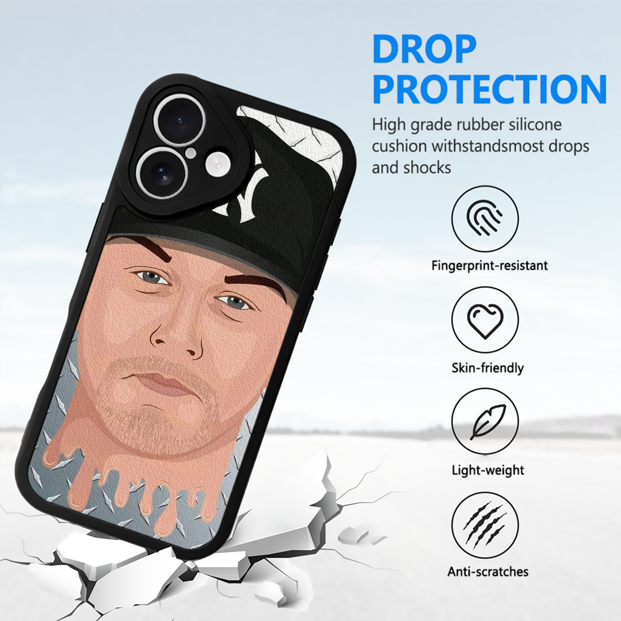 DJ Lemahieu 16 IPhone 16 Silicone Leather Case – UV Print, Lambskin Texture – Perfect Fit, Wireless Charging Compatible, Scratch Resistant, Precise Cutouts – Stylish Protection For IPhone 16