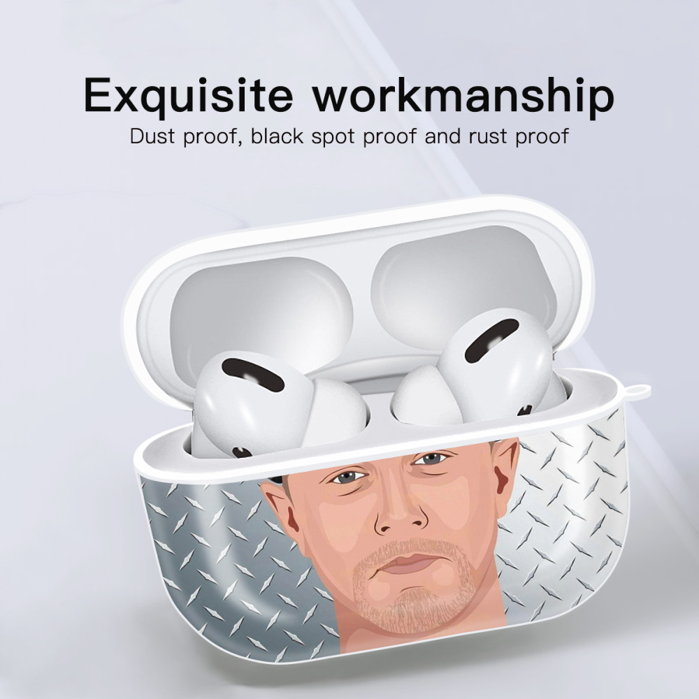 DJ Lemahieu 16 AirPods Pro Hard Case White With Keychain, Durable Flexible PC, Precise Cutouts, Anti-Fingerprint, Yellowing & Scratch Resistant, Full Protection, Washable