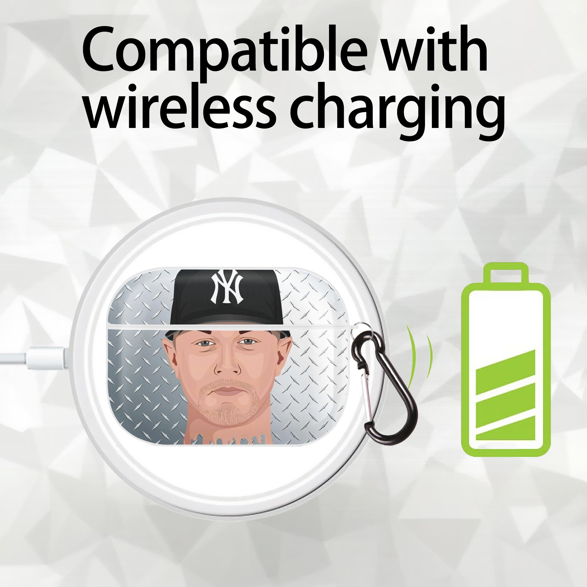 DJ Lemahieu 16 AirPods Pro Hard Case White With Keychain, Durable Flexible PC, Precise Cutouts, Anti-Fingerprint, Yellowing & Scratch Resistant, Full Protection, Washable