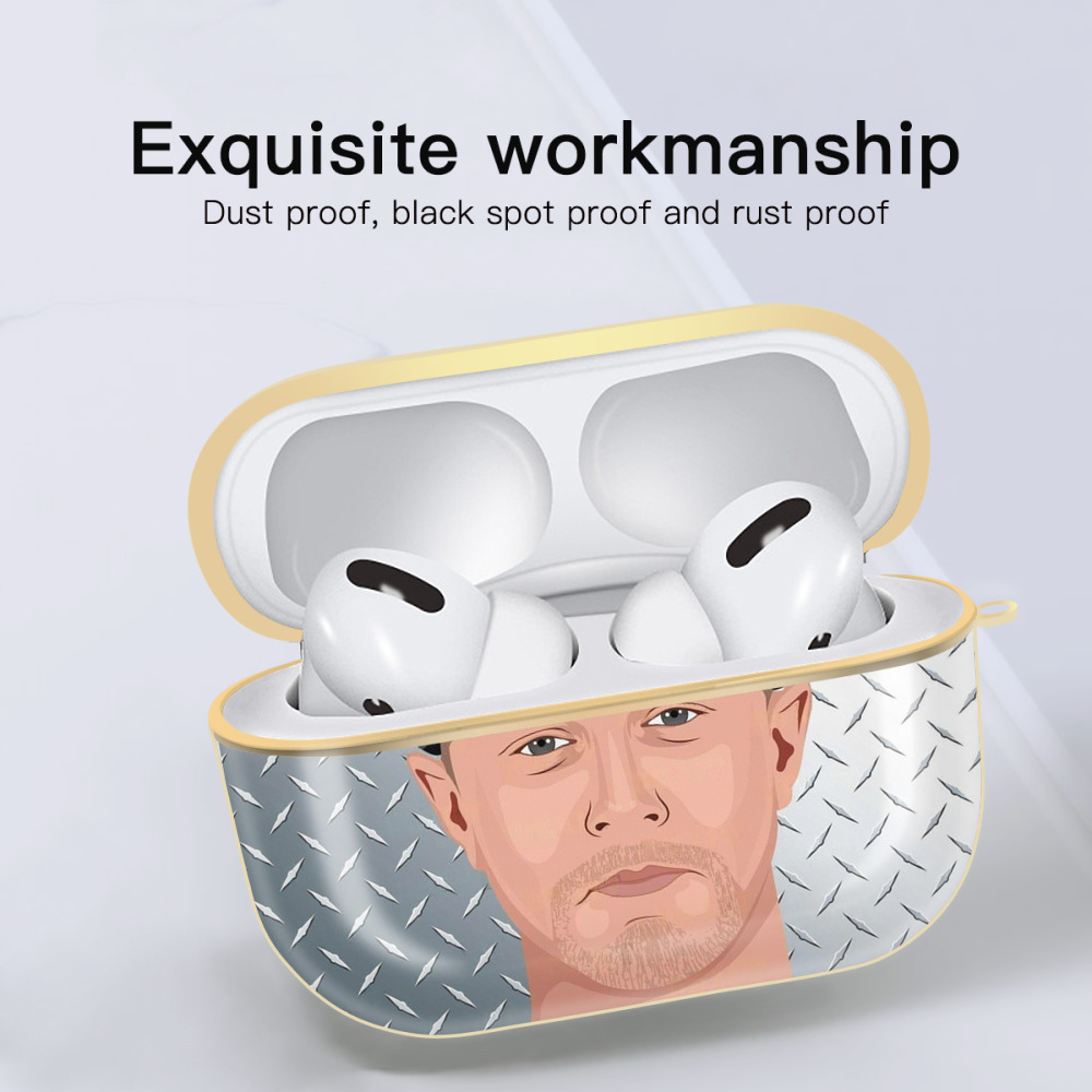 DJ Lemahieu 16 Luxury Gold AirPods Pro Case With Keychain, Flexible PC Material, Full Protection, Precise Cutouts, Anti-Fingerprint, Washable, Durable Design