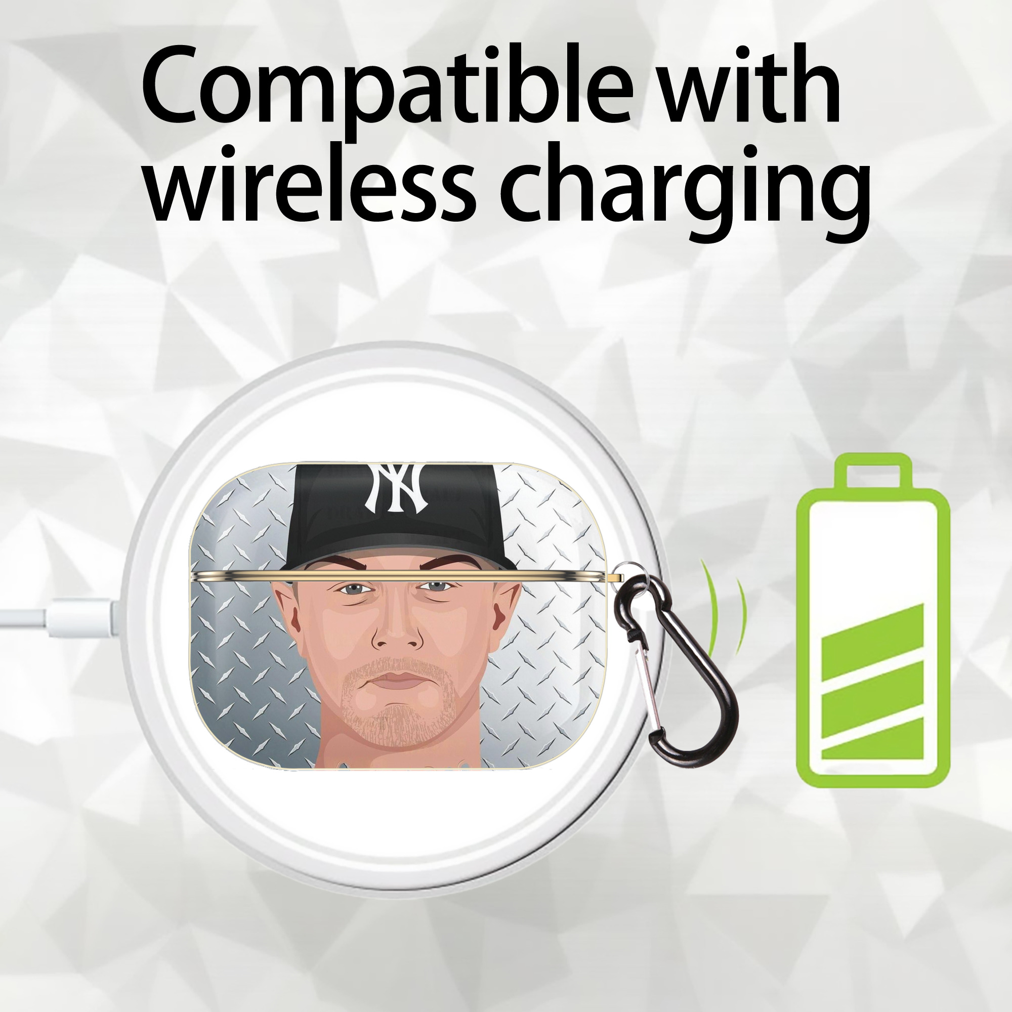 DJ Lemahieu 16 Luxury Gold AirPods Pro Case With Keychain, Flexible PC Material, Full Protection, Precise Cutouts, Anti-Fingerprint, Washable, Durable Design