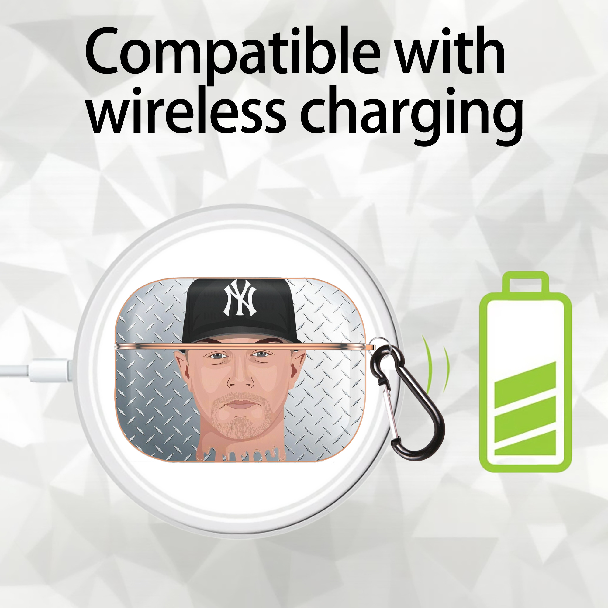 DJ Lemahieu 16 AirPods Pro Protective Case Rose Gold, Flexible PC Material, Precise Fit, Anti-Slip Cover, Full Protection, Fingerprint Resistant, Washable With Keychain