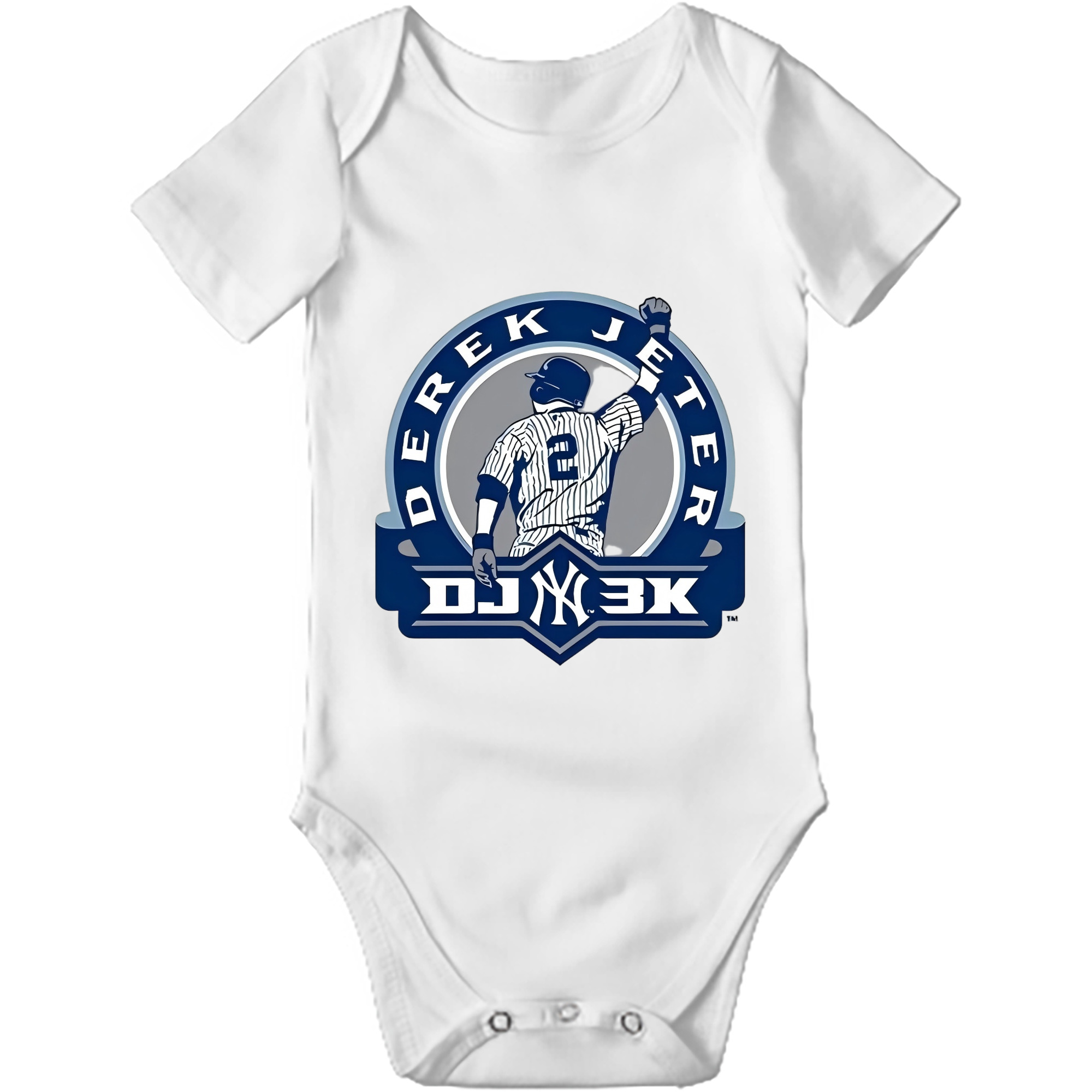Derek Jeter 3 Baby Short Sleeve Romper – 100% Cotton Soft & Breathable Digital Print Onesie With Easy Snap Closure And Envelope Shoulder – Comfortable For Daily Wear & Travel
