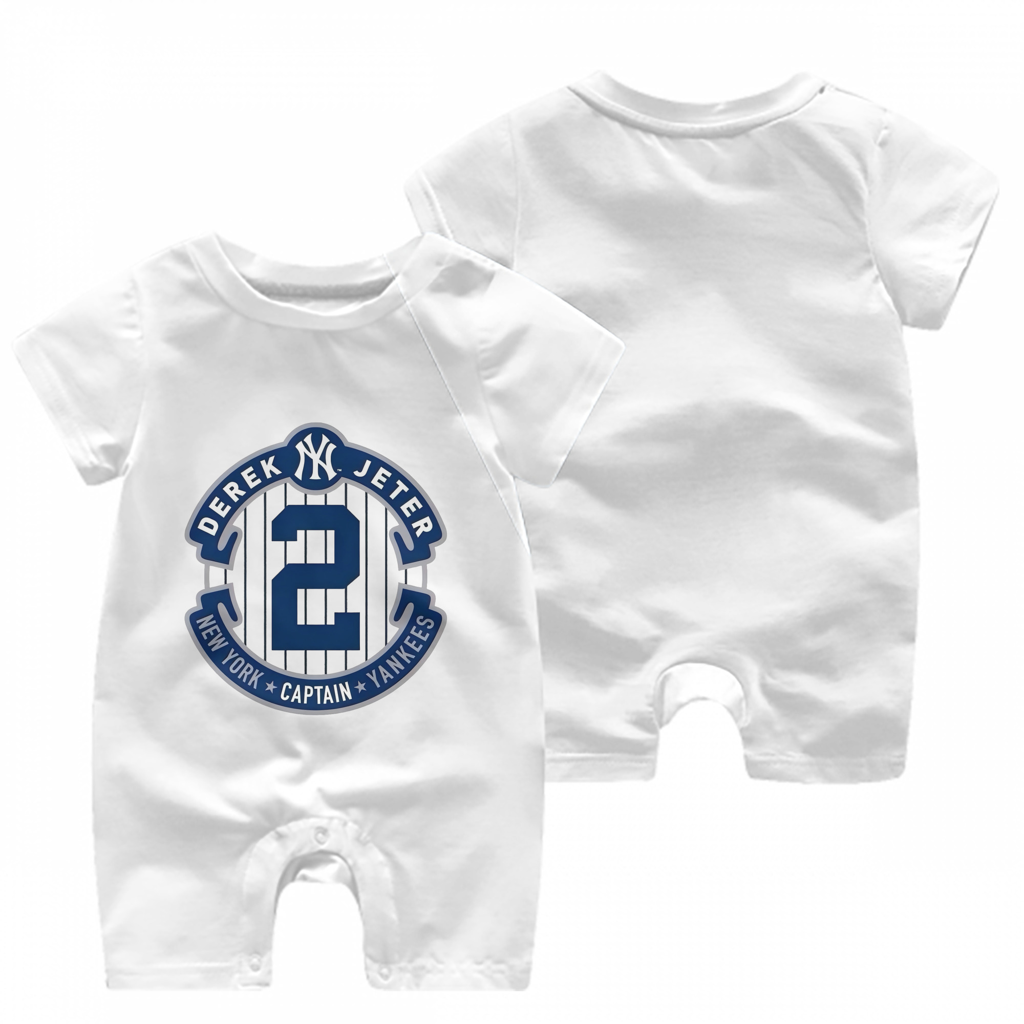 Derek Jeter 1 Baby Short Sleeve Onesie – 100% Cotton Soft & Breathable Digital Print Romper – Double-Sided Print, Snap Closure For Easy Diaper Changes – Comfortable For Boys & Girls