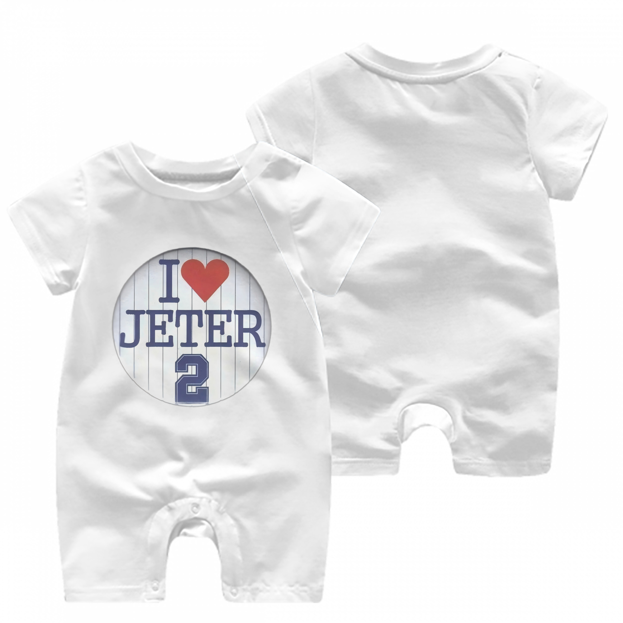 Derek Jeter 2 Baby Short Sleeve Onesie – 100% Cotton Soft & Breathable Digital Print Romper – Double-Sided Print, Snap Closure For Easy Diaper Changes – Comfortable For Boys & Girls