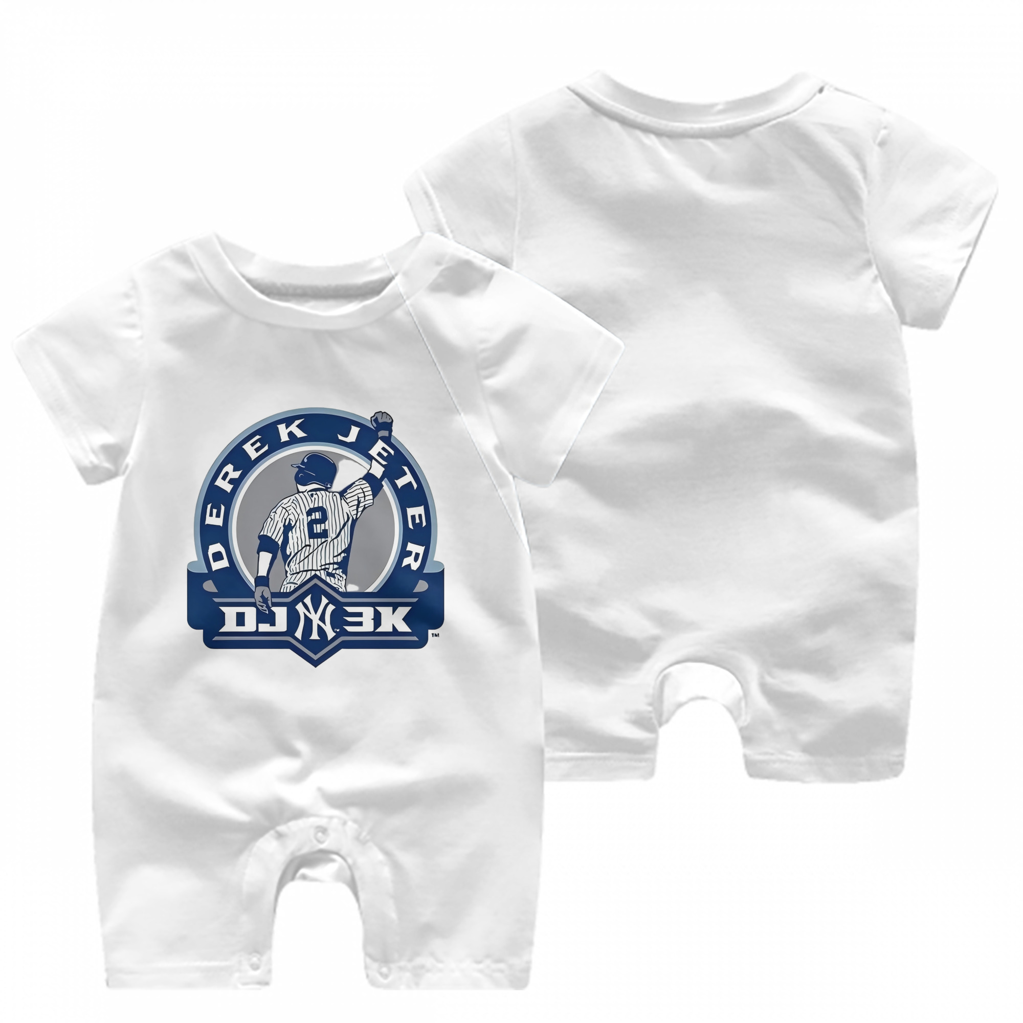 Derek Jeter 3 Baby Short Sleeve Onesie – 100% Cotton Soft & Breathable Digital Print Romper – Double-Sided Print, Snap Closure For Easy Diaper Changes – Comfortable For Boys & Girls