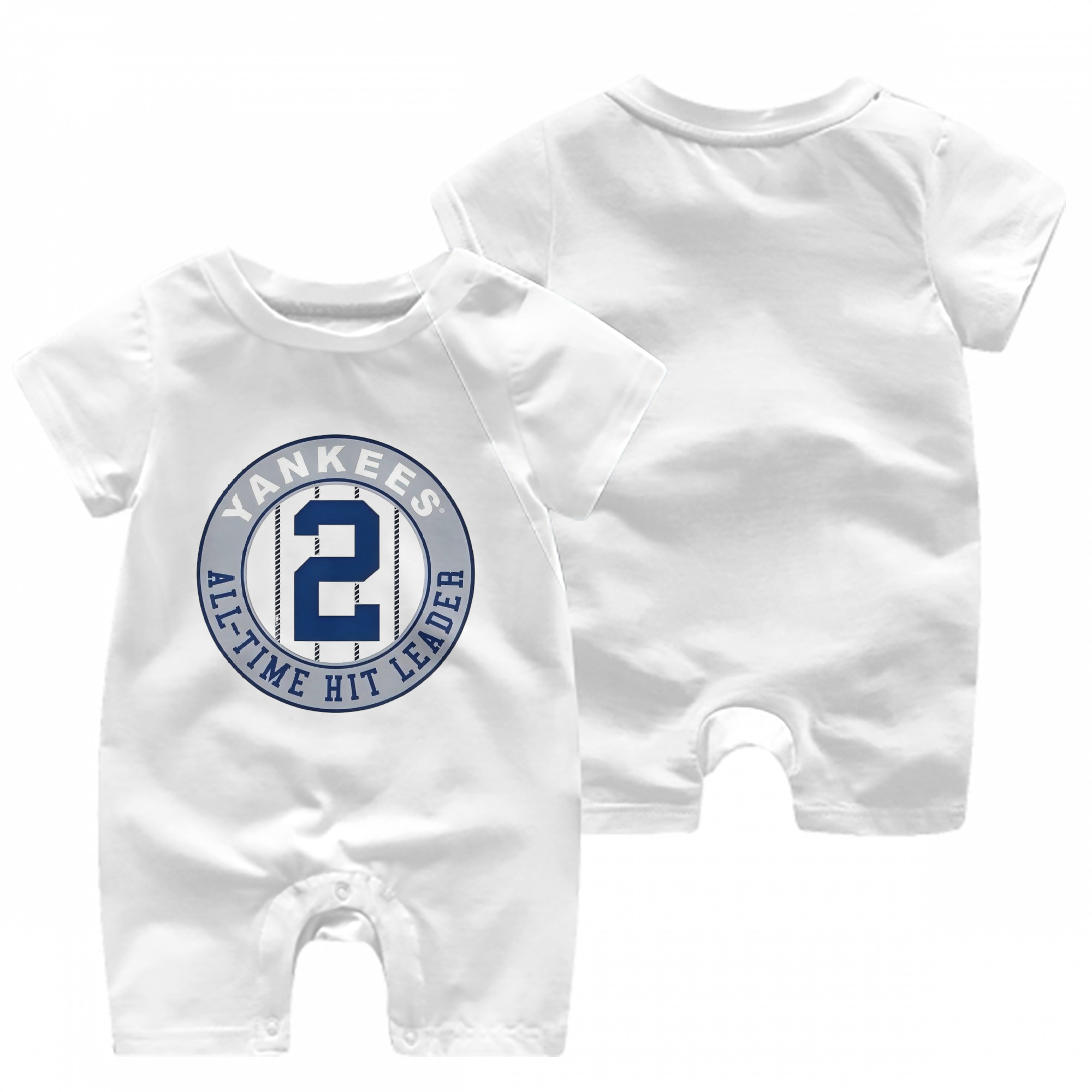 Derek Jeter 4 Baby Short Sleeve Onesie – 100% Cotton Soft & Breathable Digital Print Romper – Double-Sided Print, Snap Closure For Easy Diaper Changes – Comfortable For Boys & Girls