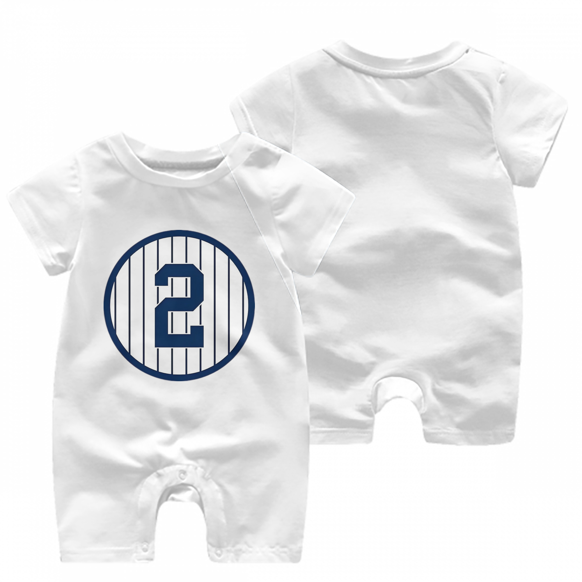 Derek Jeter 5 Baby Short Sleeve Onesie – 100% Cotton Soft & Breathable Digital Print Romper – Double-Sided Print, Snap Closure For Easy Diaper Changes – Comfortable For Boys & Girls