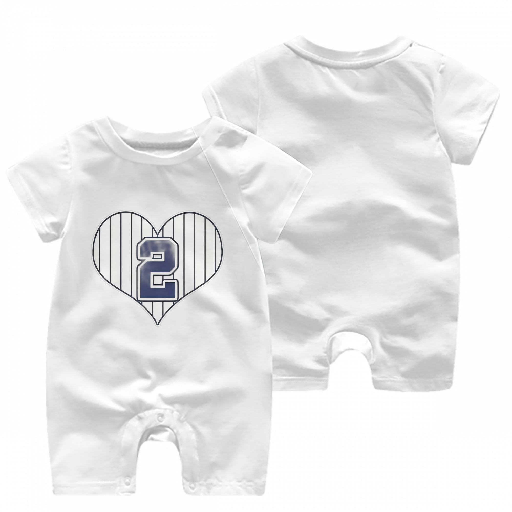 Derek Jeter 8 Baby Short Sleeve Onesie – 100% Cotton Soft & Breathable Digital Print Romper – Double-Sided Print, Snap Closure For Easy Diaper Changes – Comfortable For Boys & Girls