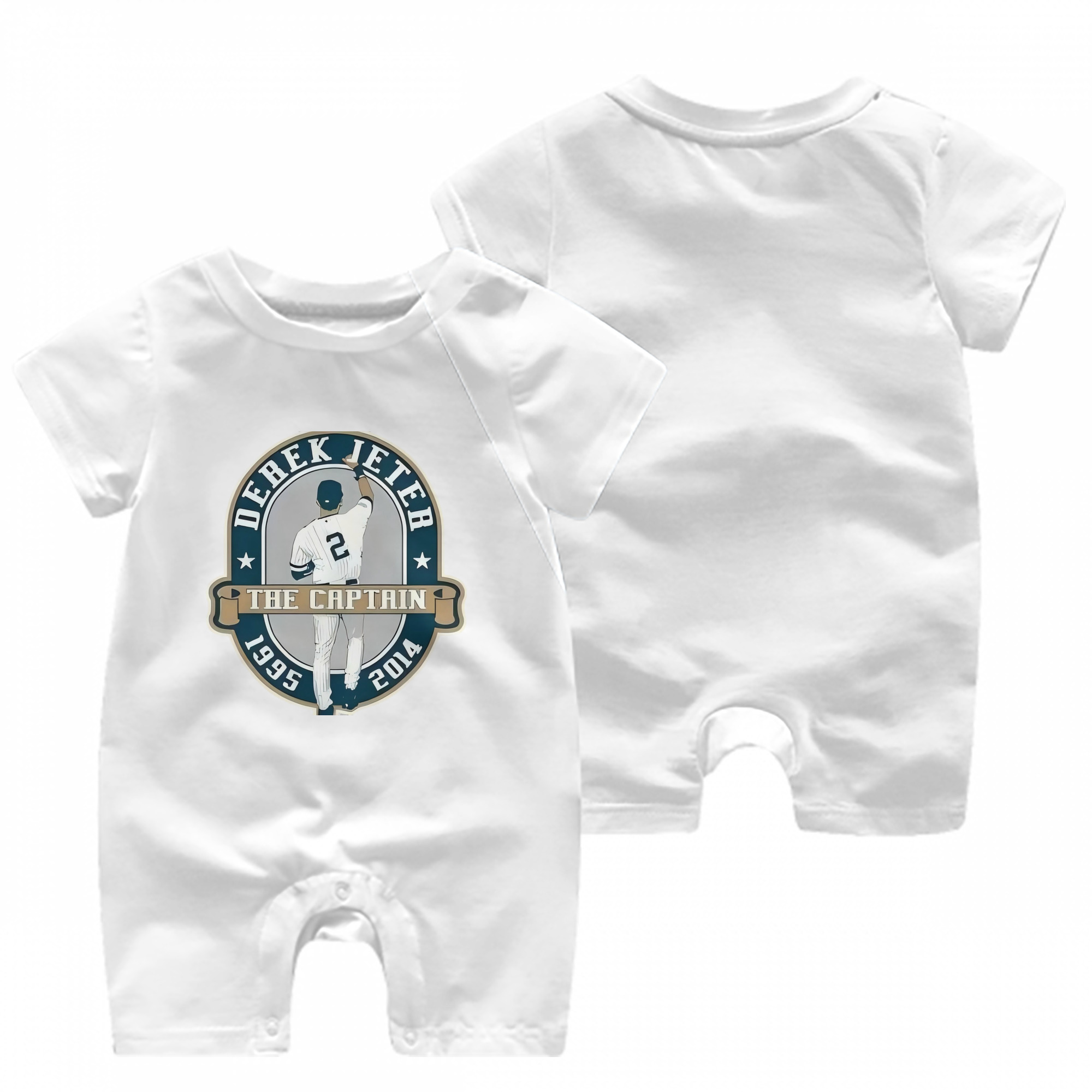 Derek Jeter 9 Baby Short Sleeve Onesie – 100% Cotton Soft & Breathable Digital Print Romper – Double-Sided Print, Snap Closure For Easy Diaper Changes – Comfortable For Boys & Girls