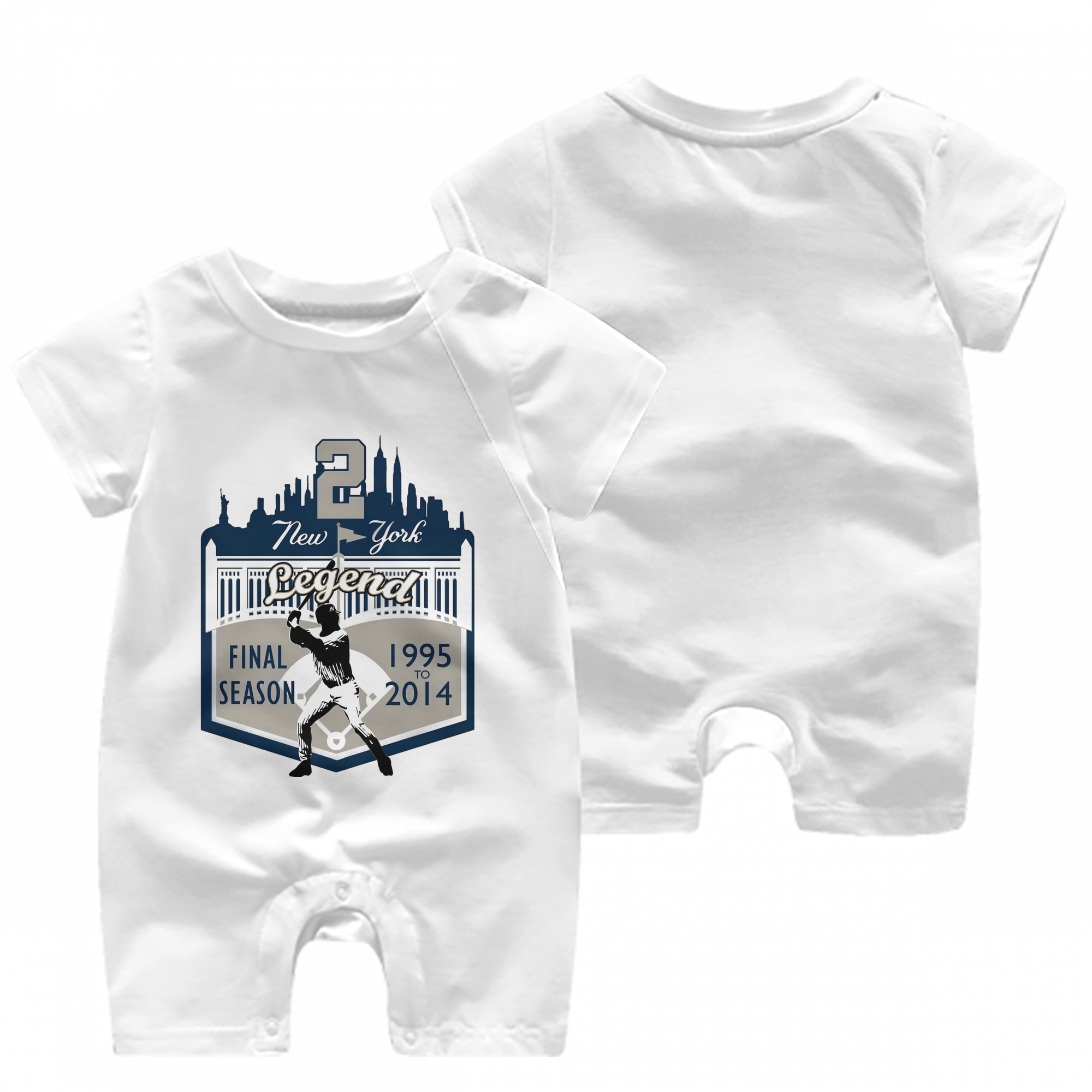 Derek Jeter 14 Baby Short Sleeve Onesie – 100% Cotton Soft & Breathable Digital Print Romper – Double-Sided Print, Snap Closure For Easy Diaper Changes – Comfortable For Boys & Girls