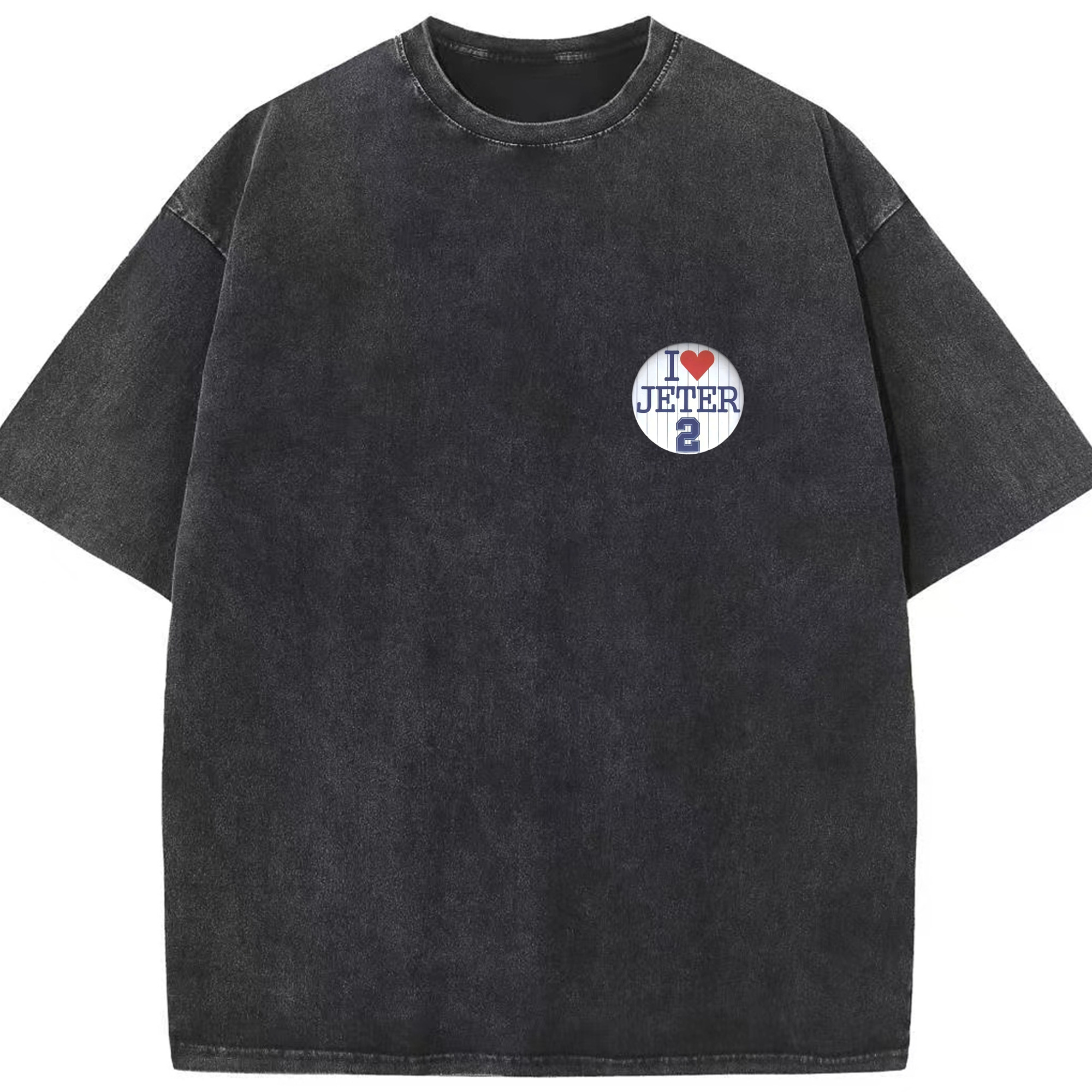 Derek Jeter 2 Washed Vintage Look 230g Cotton Oversized T-Shirt With Front Heat Transfer Print – Soft, Lightweight, Stylish Fit – Comfortable Casual Wear For Sports & Everyday Use