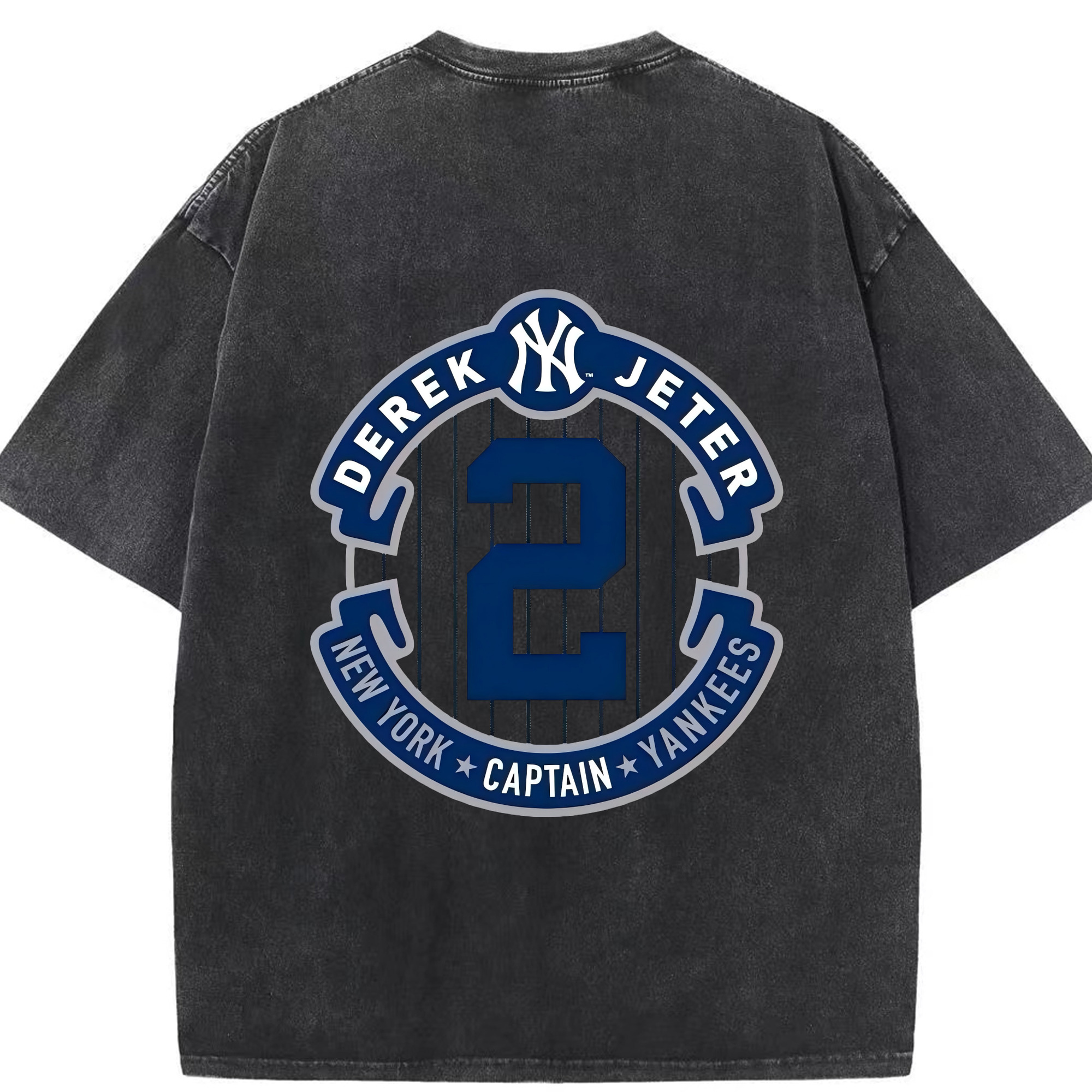 Derek Jeter 1 Washed Vintage 230g Cotton Oversized T-Shirt With Back Heat Transfer Print – Soft, Lightweight & Stylish – Comfortable Casual Wear For Sports & Everyday Use