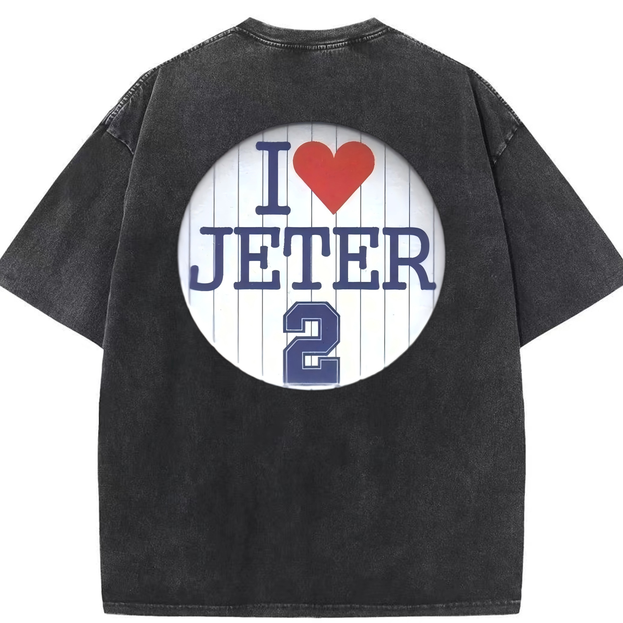 Derek Jeter 2 Washed Vintage 230g Cotton Oversized T-Shirt With Back Heat Transfer Print – Soft, Lightweight & Stylish – Comfortable Casual Wear For Sports & Everyday Use