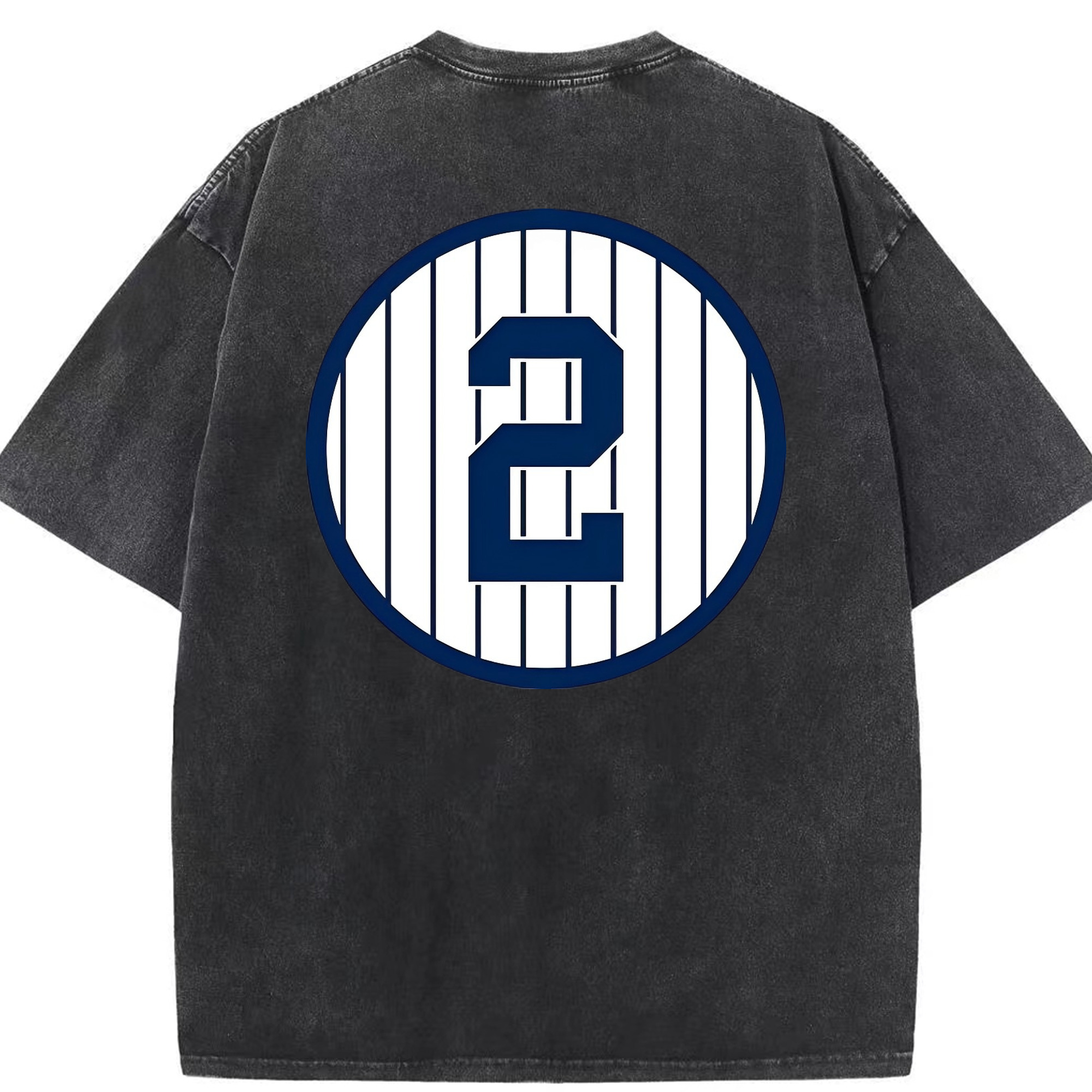 Derek Jeter 5 Washed Vintage 230g Cotton Oversized T-Shirt With Back Heat Transfer Print – Soft, Lightweight & Stylish – Comfortable Casual Wear For Sports & Everyday Use