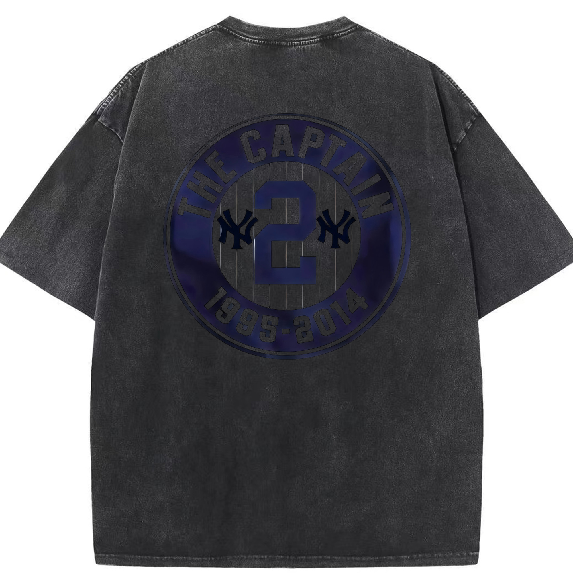 Derek Jeter 7 Washed Vintage 230g Cotton Oversized T-Shirt With Back Heat Transfer Print – Soft, Lightweight & Stylish – Comfortable Casual Wear For Sports & Everyday Use