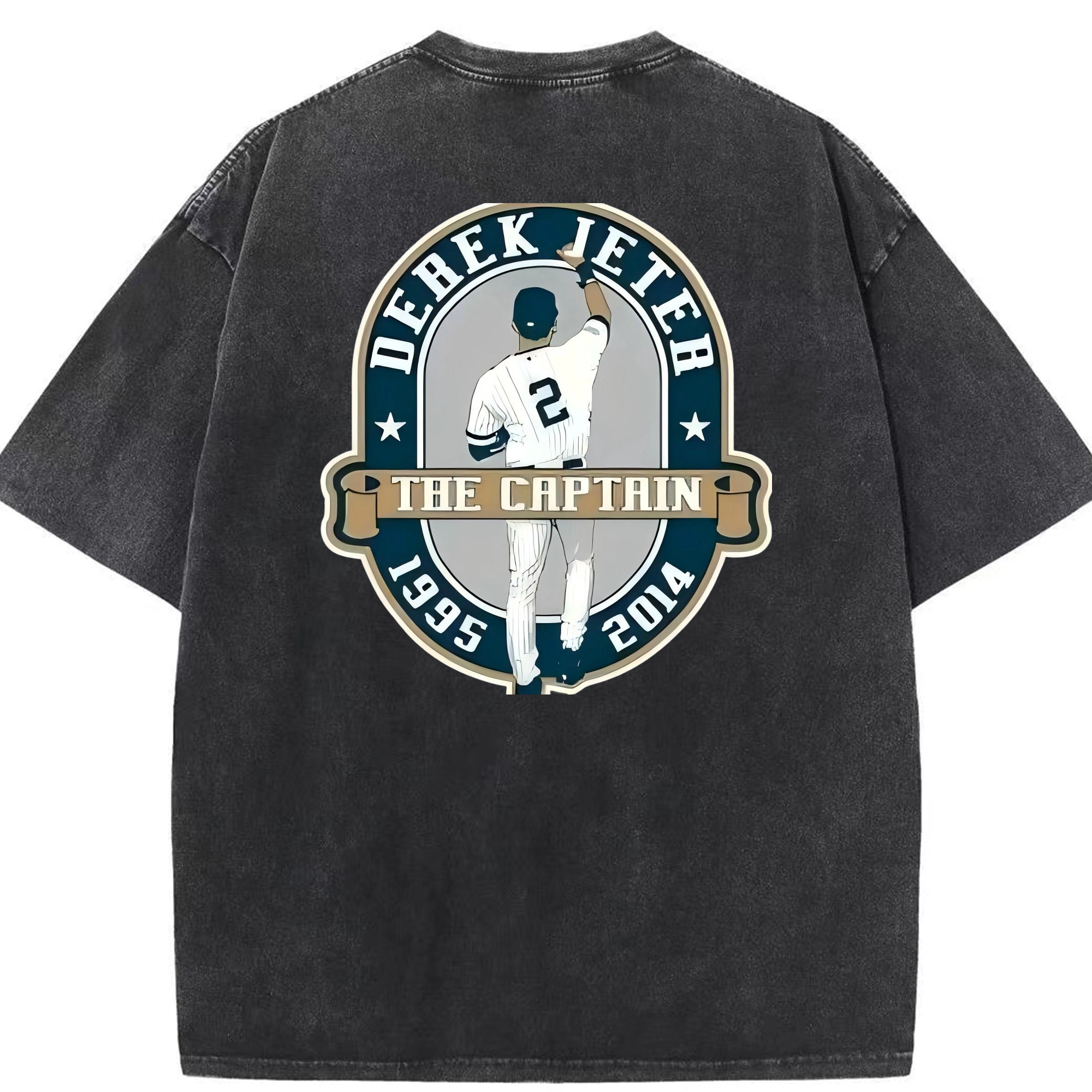 Derek Jeter 9 Washed Vintage 230g Cotton Oversized T-Shirt With Back Heat Transfer Print – Soft, Lightweight & Stylish – Comfortable Casual Wear For Sports & Everyday Use
