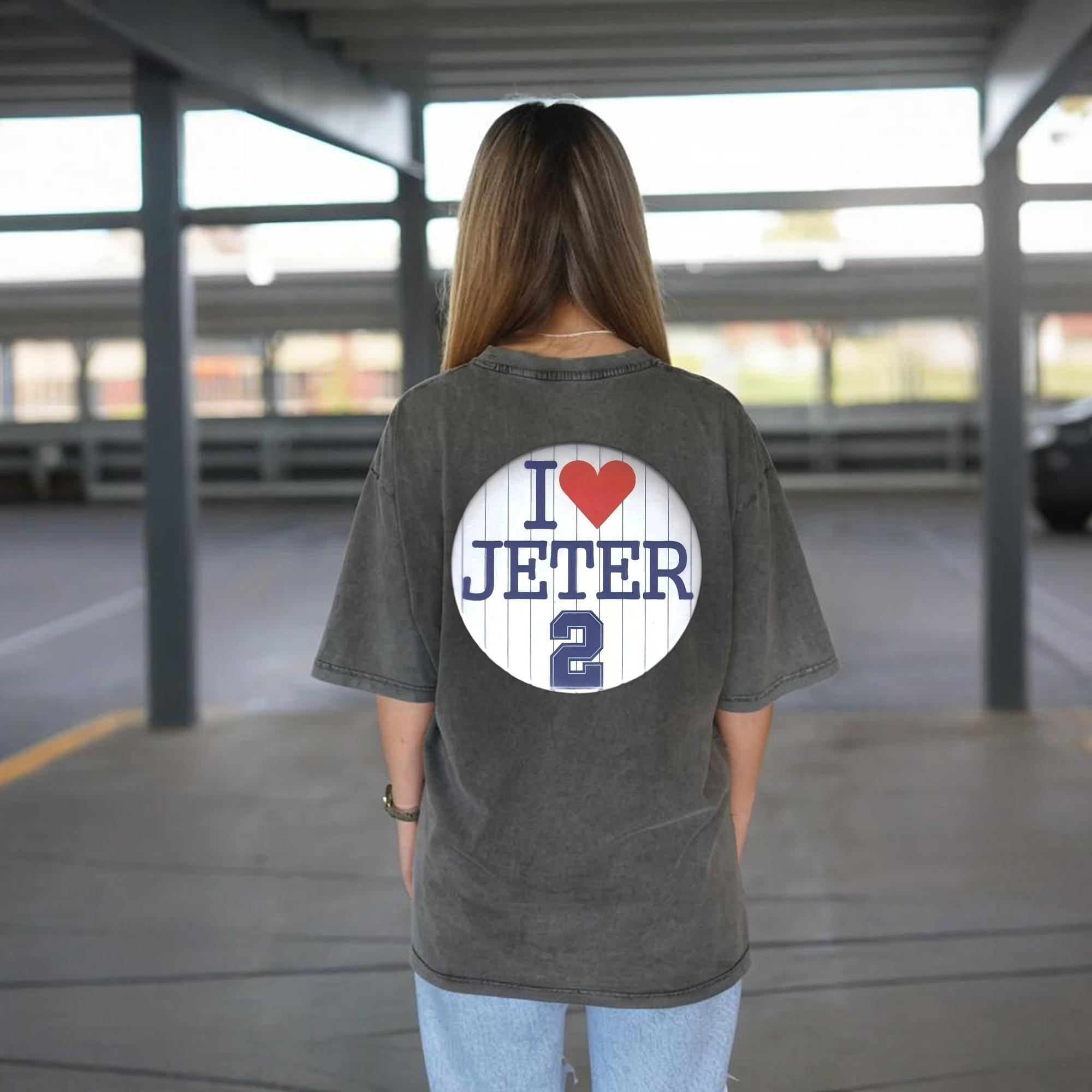 Derek Jeter 2 Washed Vintage 230g Cotton Oversized T-Shirt With Back Heat Transfer Print – Soft, Lightweight & Stylish – Comfortable Casual Wear For Sports & Everyday Use