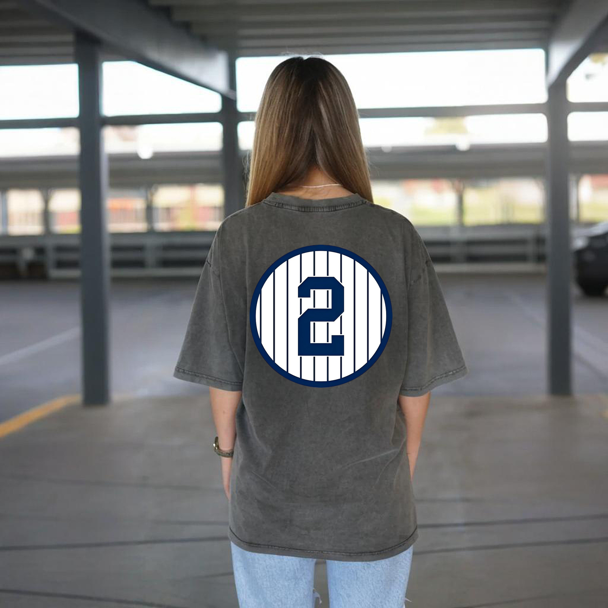 Derek Jeter 5 Washed Vintage 230g Cotton Oversized T-Shirt With Back Heat Transfer Print – Soft, Lightweight & Stylish – Comfortable Casual Wear For Sports & Everyday Use