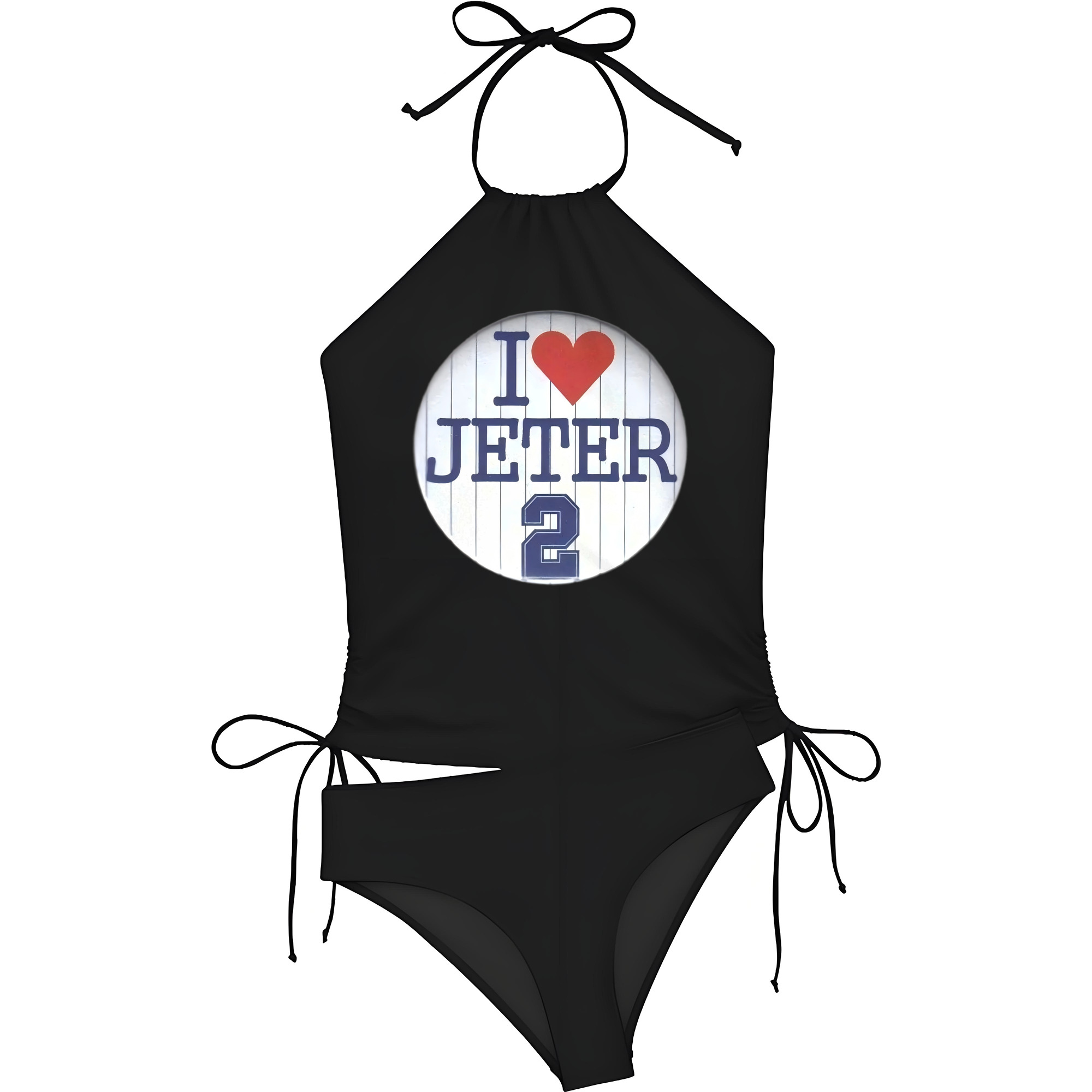 Derek Jeter 2 Women's Heat Transfer Printed Two-Piece Bikini Set – Sexy One-Shoulder Top & Triangle Bottom, Soft Nylon-Spandex, Perfect for Beach, Pool & Vacation