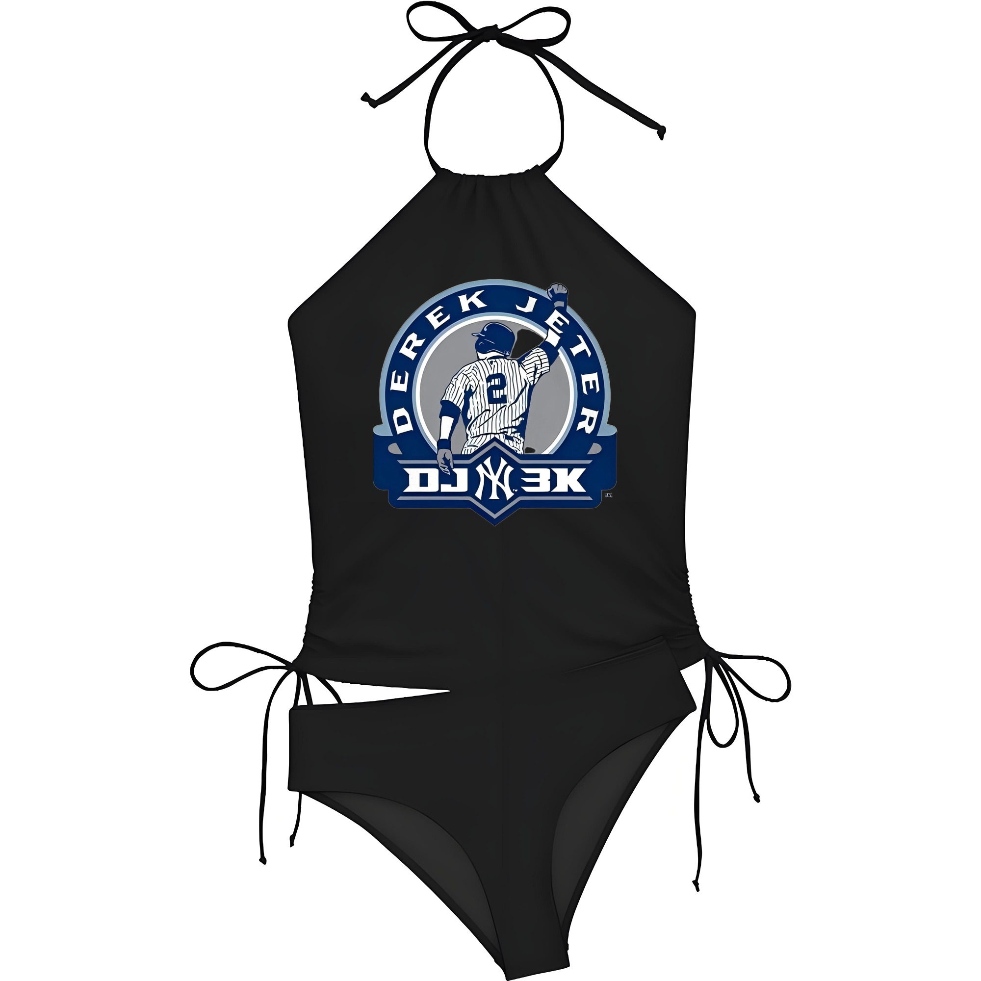 Derek Jeter 3 Women's Heat Transfer Printed Two-Piece Bikini Set – Sexy One-Shoulder Top & Triangle Bottom, Soft Nylon-Spandex, Perfect for Beach, Pool & Vacation